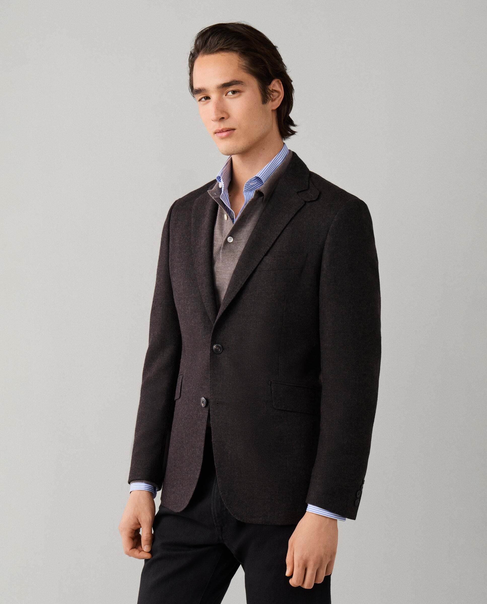 Americana de hombre mezcla de lana en espiga - Hackett - Marrón Marrón-6