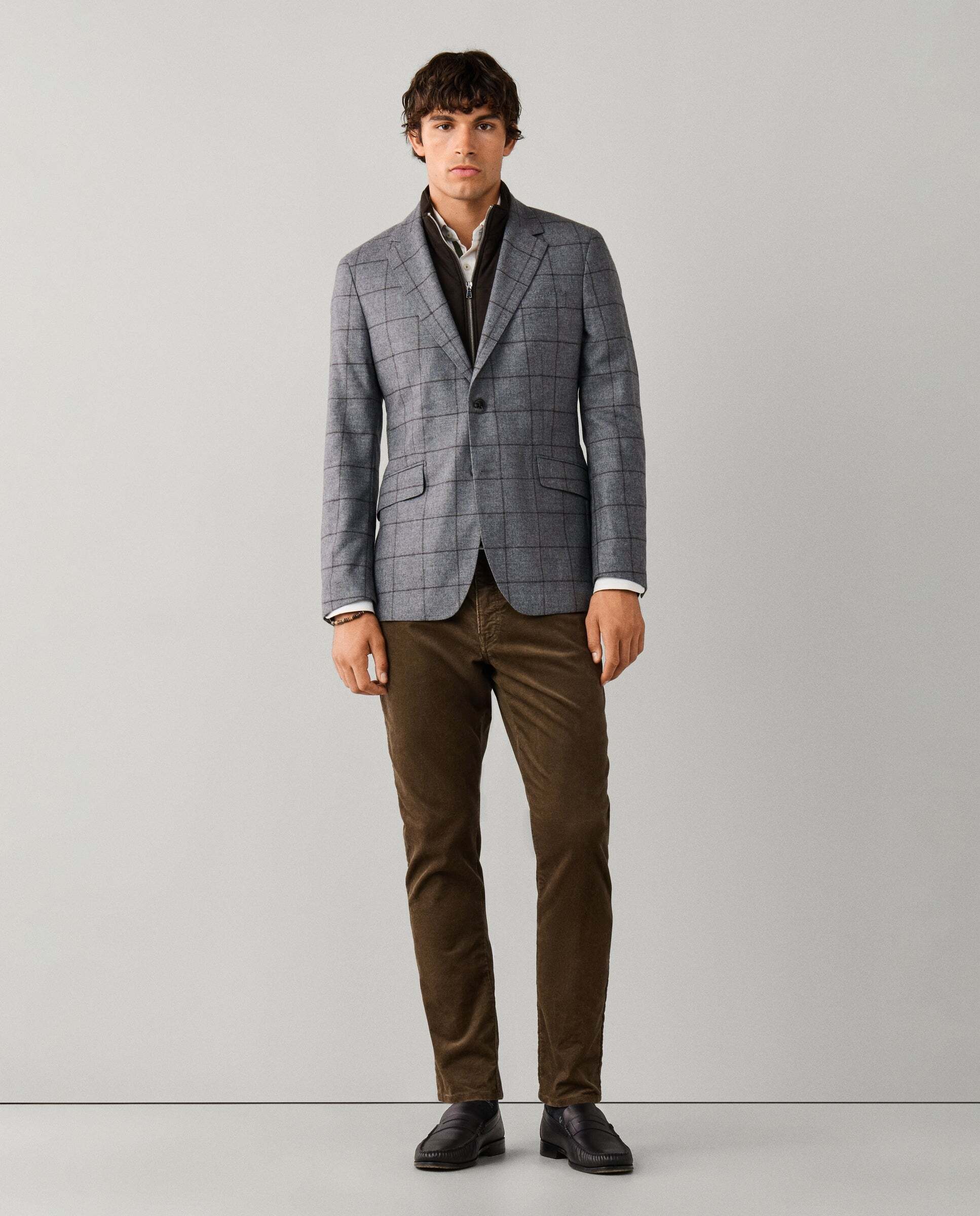 Americana de hombre de lana-cashmere con pechera desmontable - Hackett - Gris Gris-2
