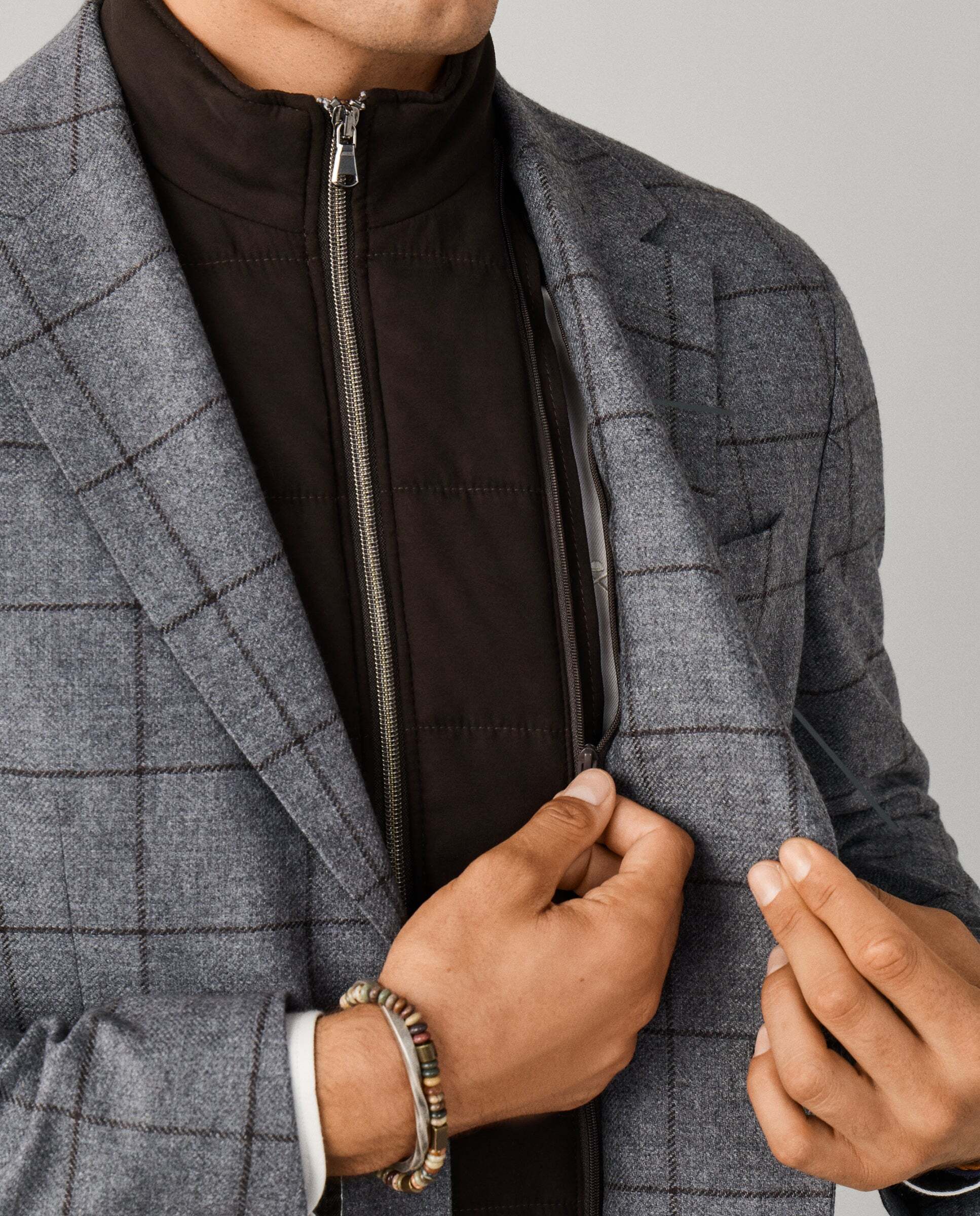 Americana de hombre de lana-cashmere con pechera desmontable - Hackett - Gris Gris-4