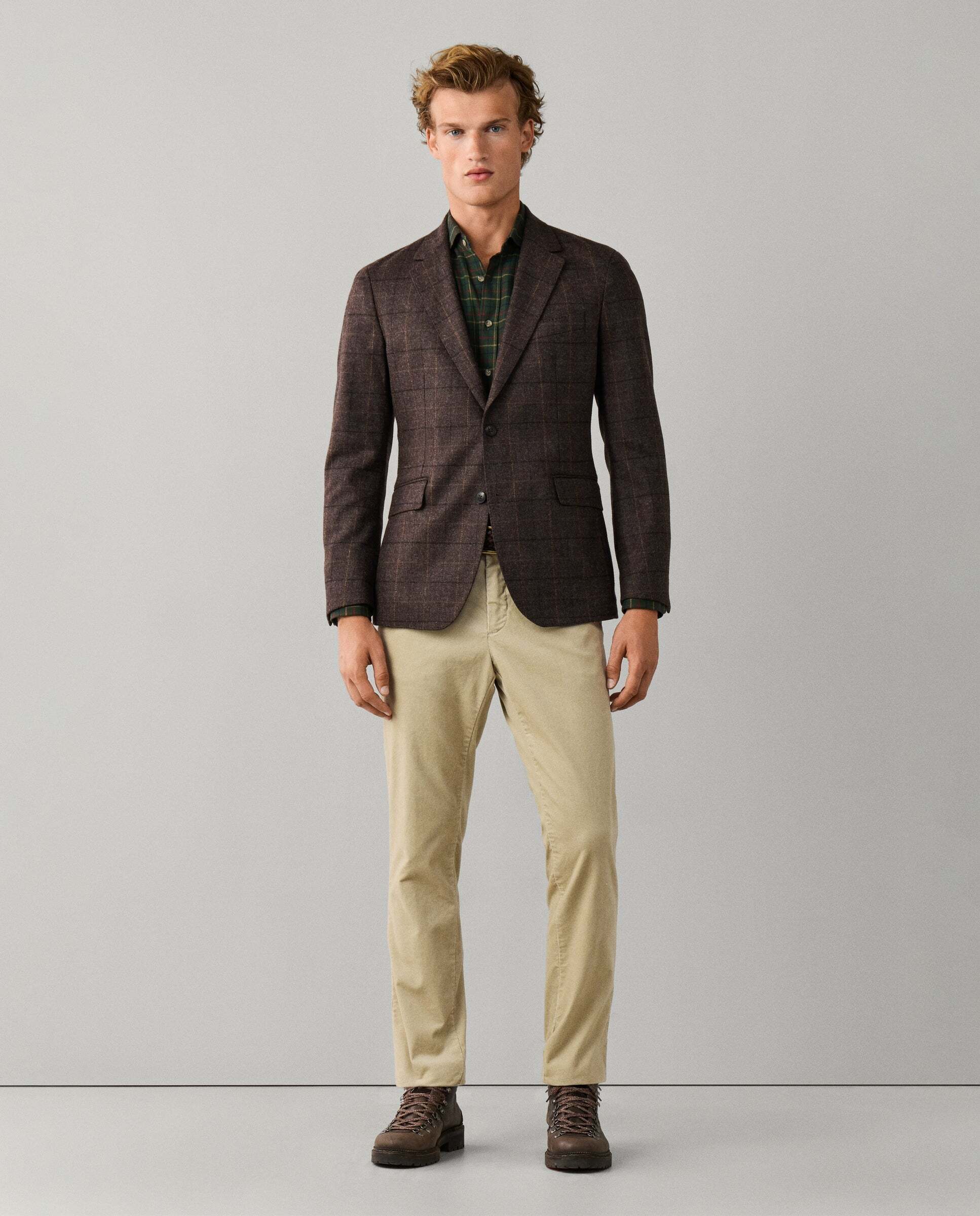 Americana de hombre de tattersall de lana - Hackett - tejida en inglaterra - Marrón Marrón-2