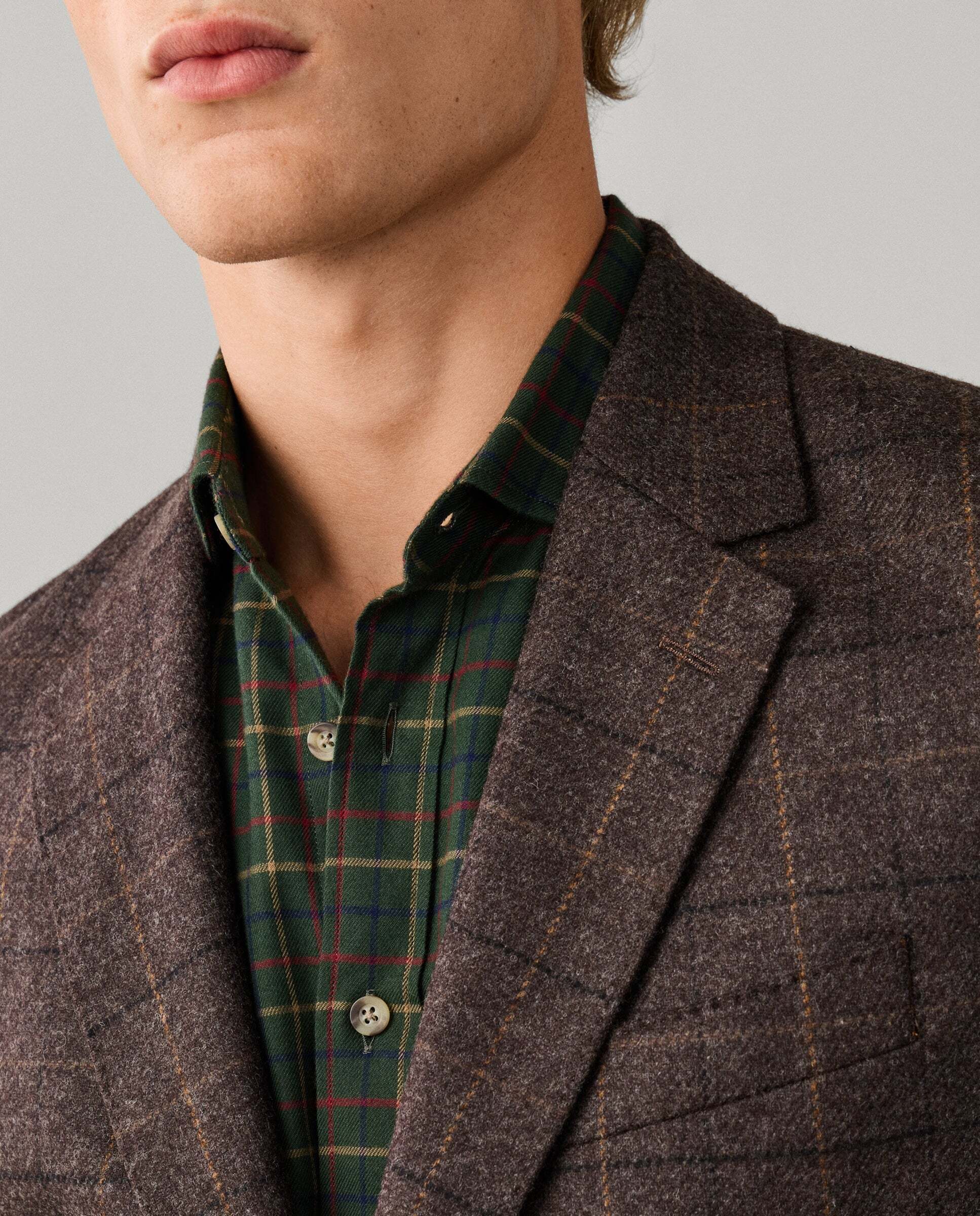 Americana de hombre de tattersall de lana - Hackett - tejida en inglaterra - Marrón Marrón-4