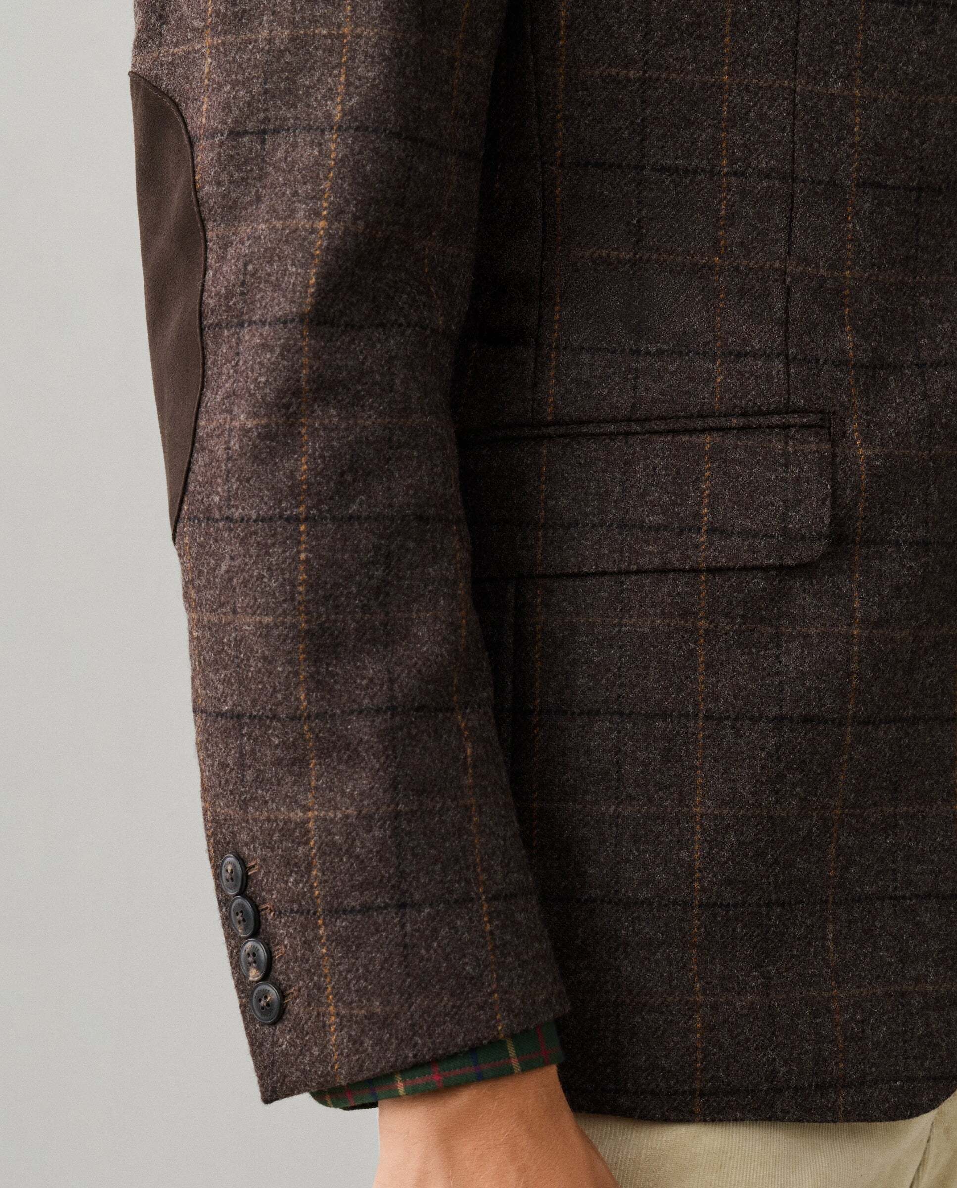 Americana de hombre de tattersall de lana - Hackett - tejida en inglaterra - Marrón Marrón-5