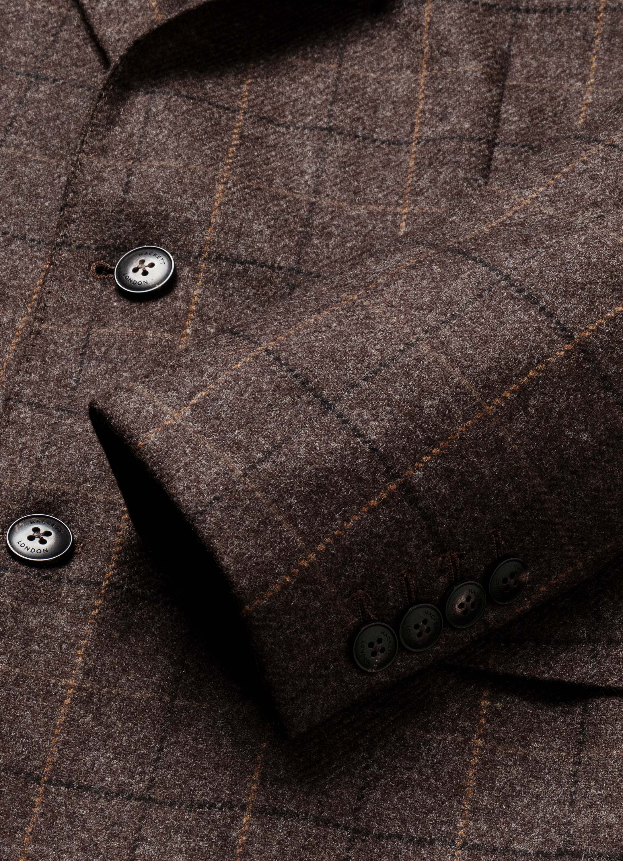 Americana de hombre de tattersall de lana - Hackett - tejida en inglaterra - Marrón Marrón-8