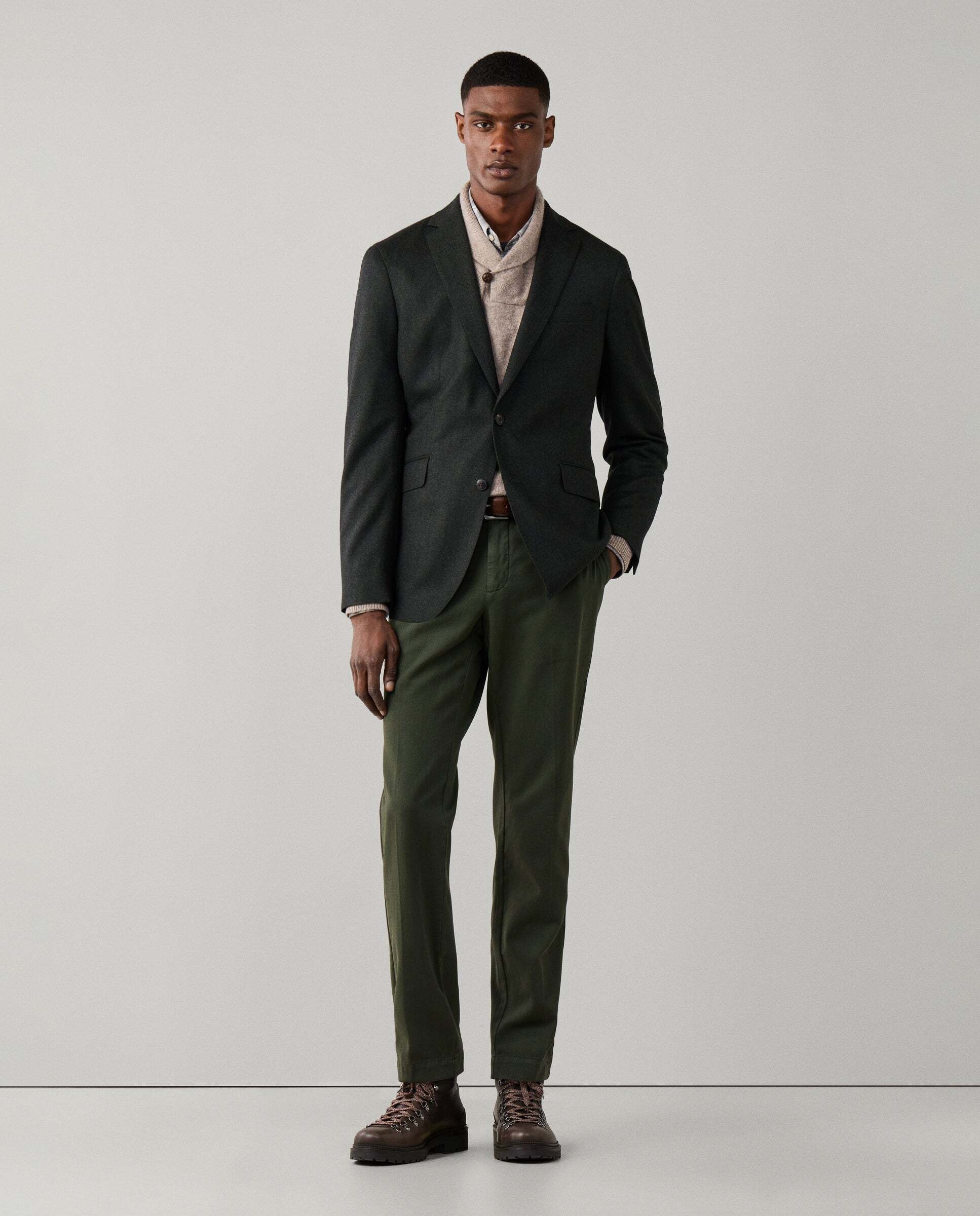 Americana de hombre de franela italiana performance - Hackett - Verde Verde-2