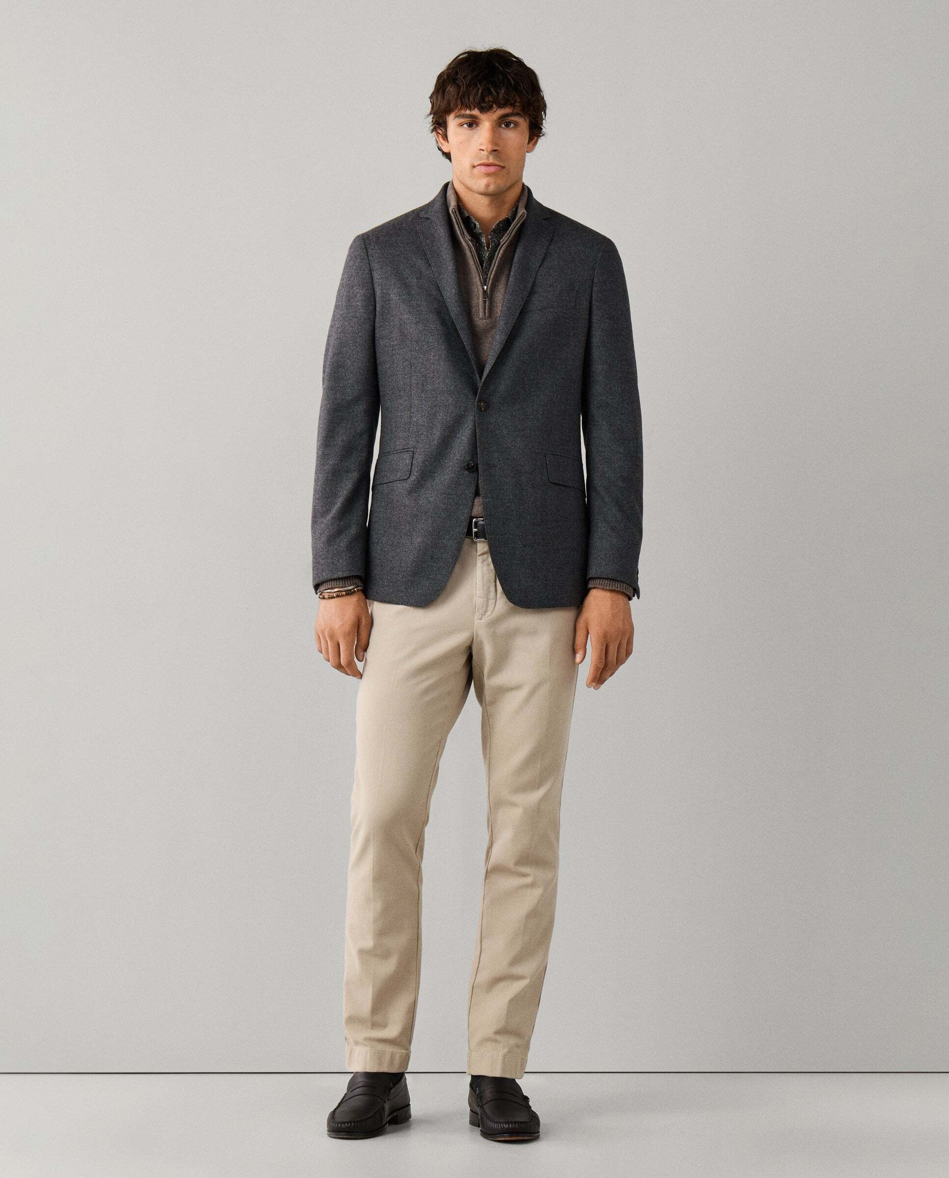 Americana de hombre de franela italiana performance - Hackett - Gris Gris-2
