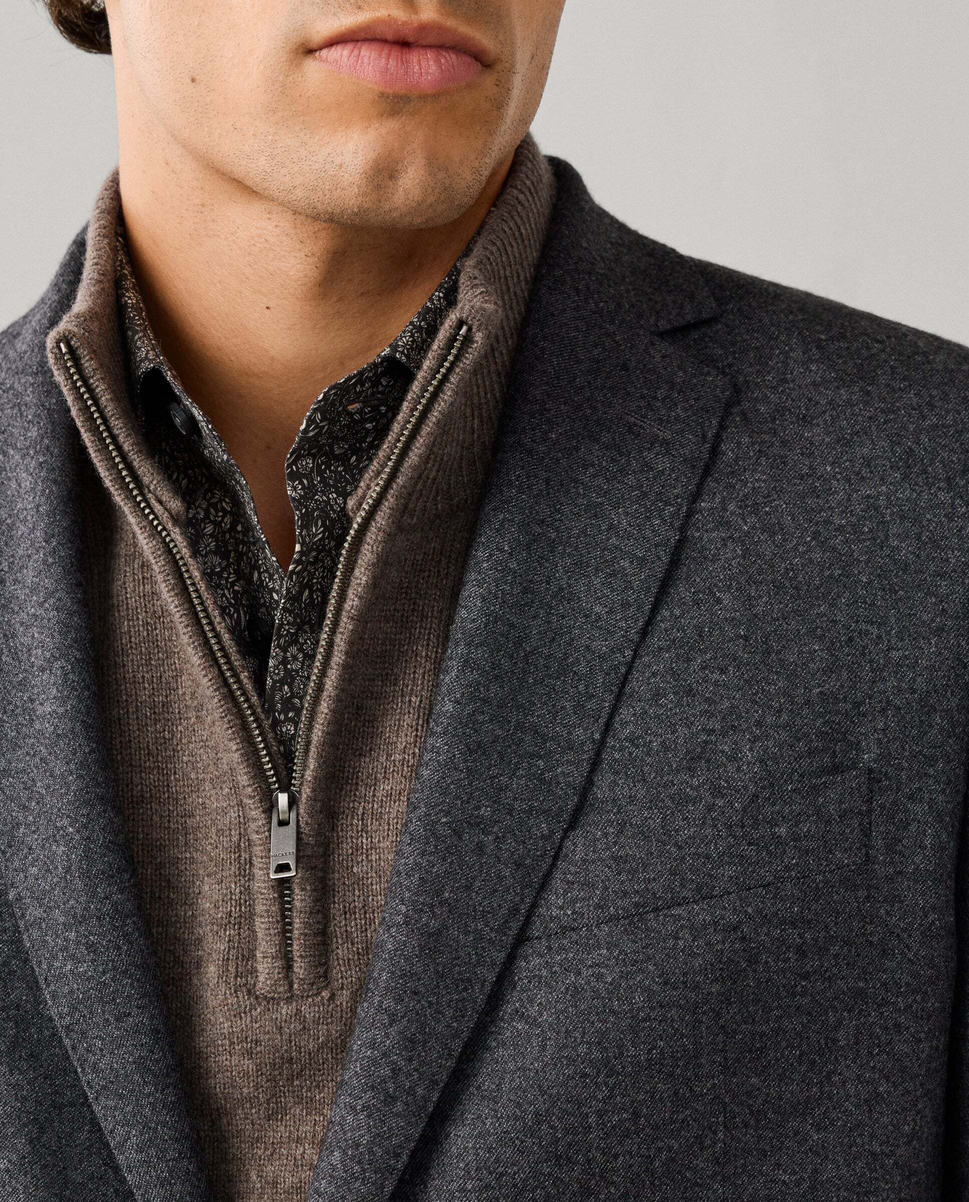 Americana de hombre de franela italiana performance - Hackett - Gris Gris-4
