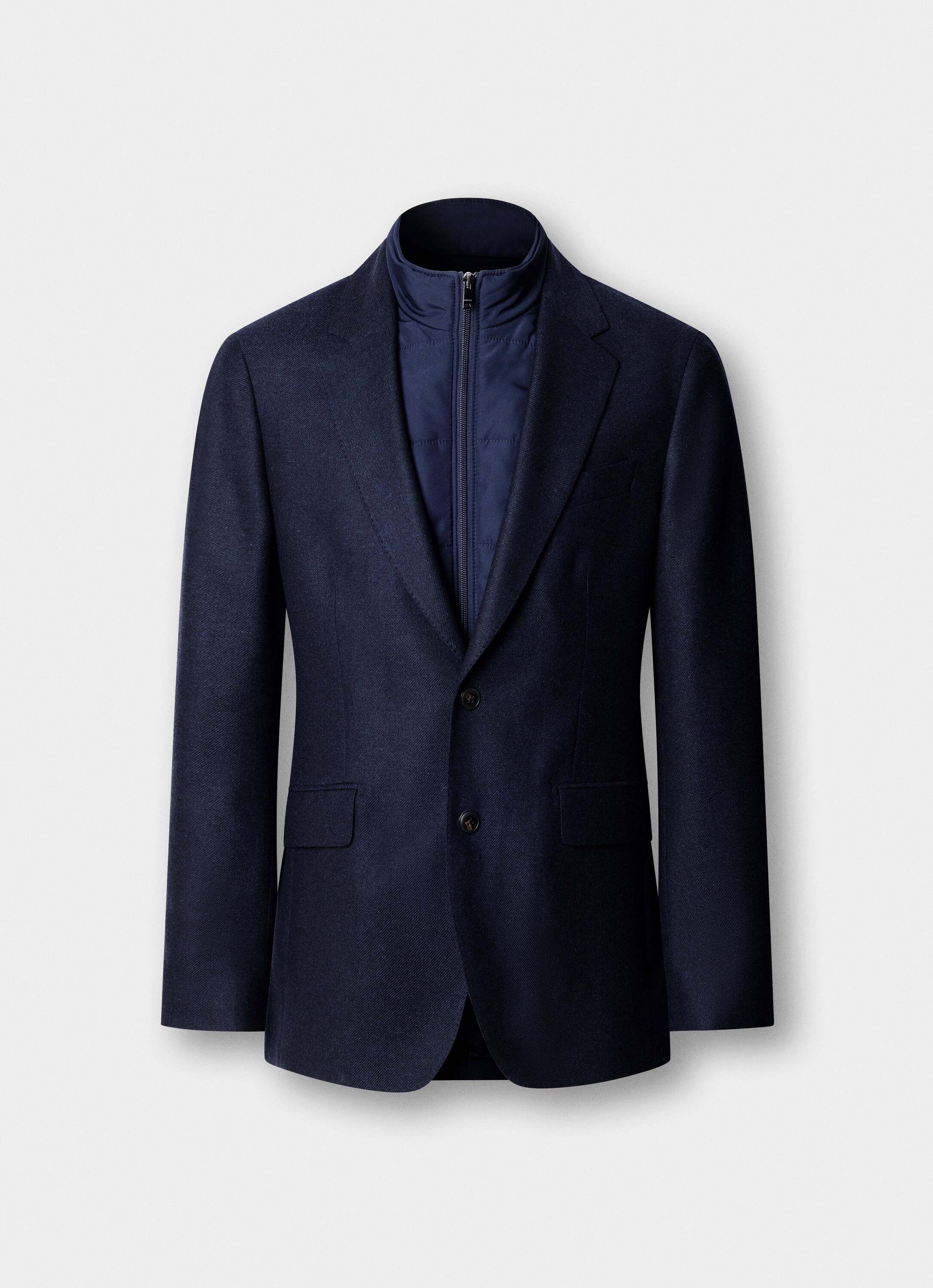 Americana de hombre de sarga mezcla de lana con pechera desmontable - Hackett - Azul Azul-6