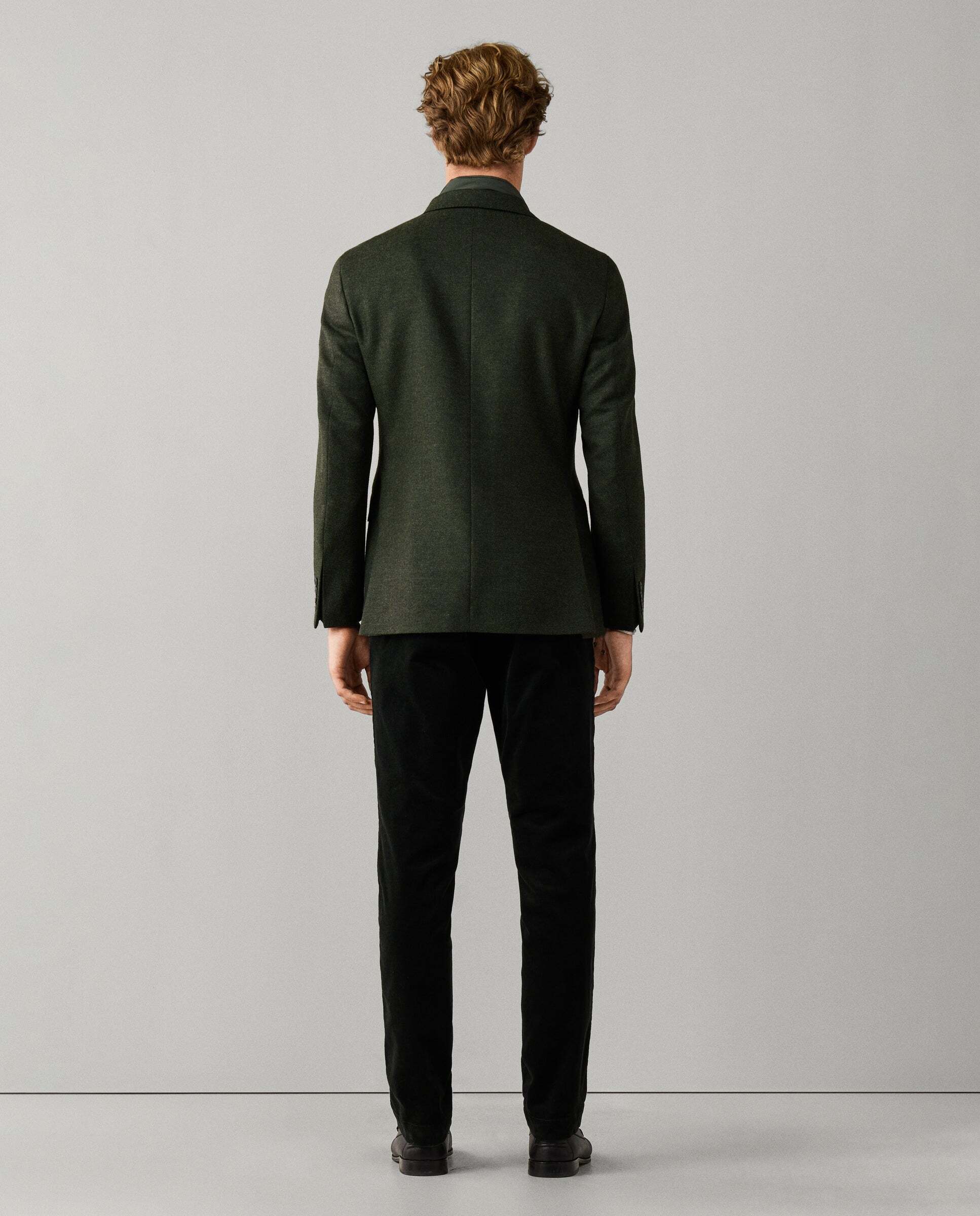 Americana de hombre de sarga mezcla de lana con pechera desmontable - Hackett - Verde Verde-3