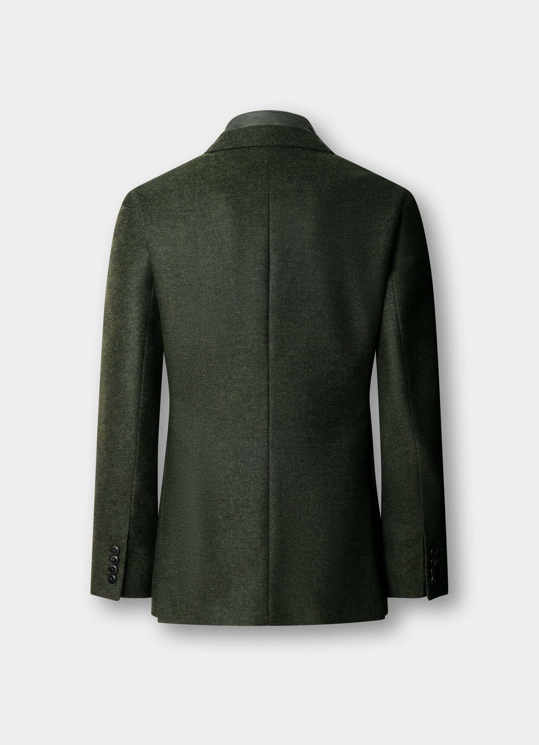 Americana de hombre de sarga mezcla de lana con pechera desmontable - Hackett - Verde Verde-7