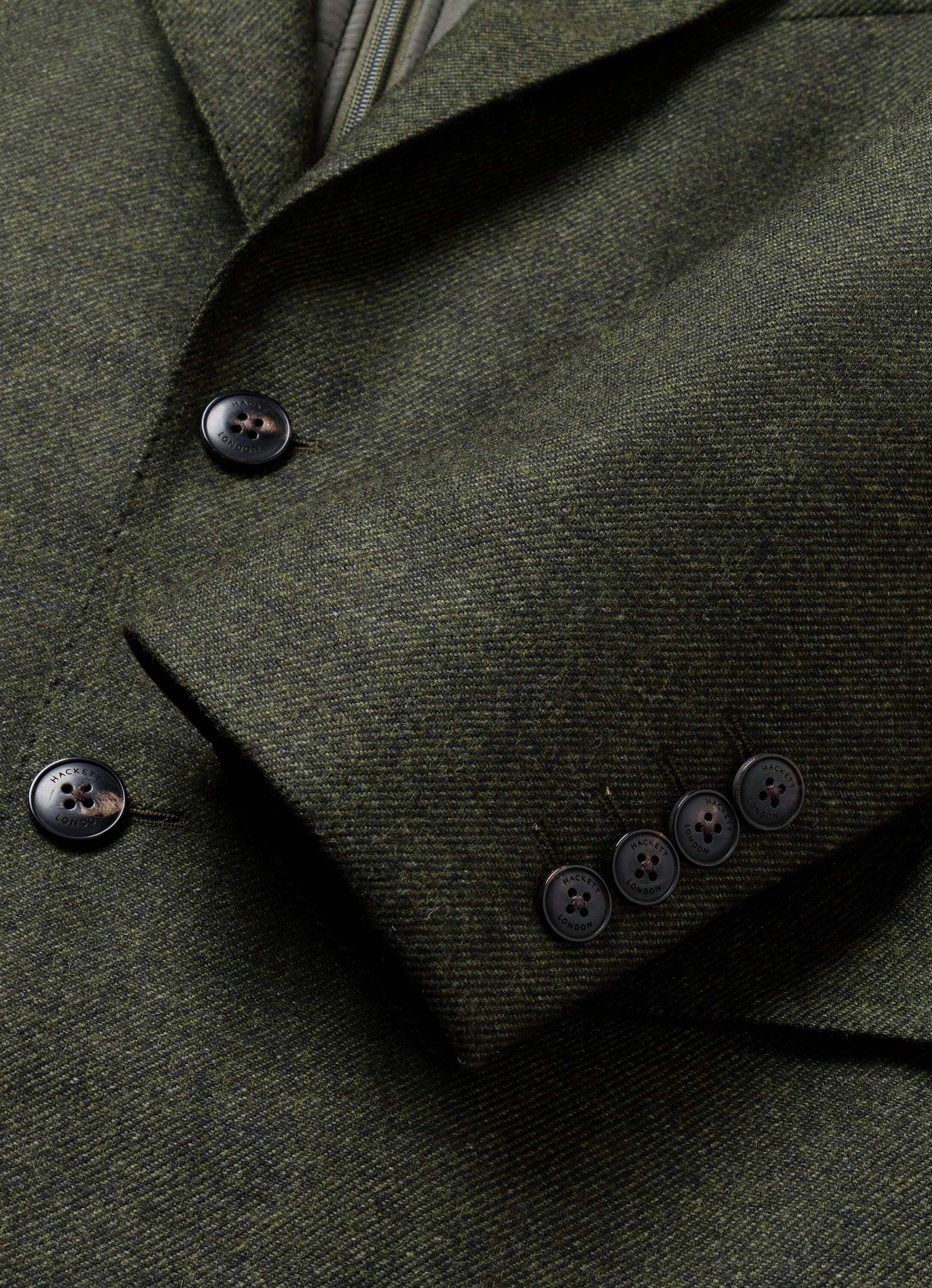 Americana de hombre de sarga mezcla de lana con pechera desmontable - Hackett - Verde Verde-5