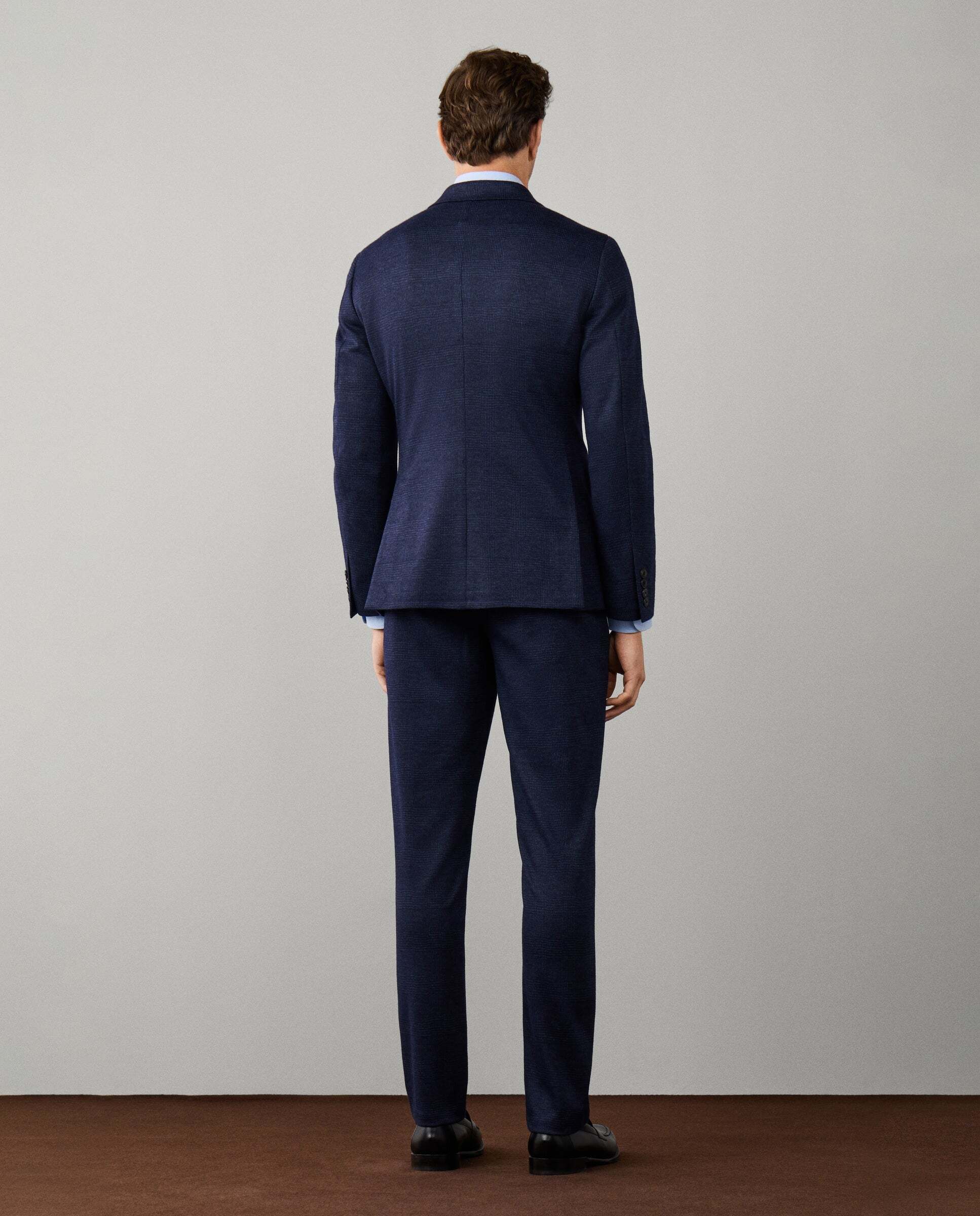 Americana de hombre de punto mezcla de lana y algodón cuadros glen - Hackett - Azul marino Azul marino-3
