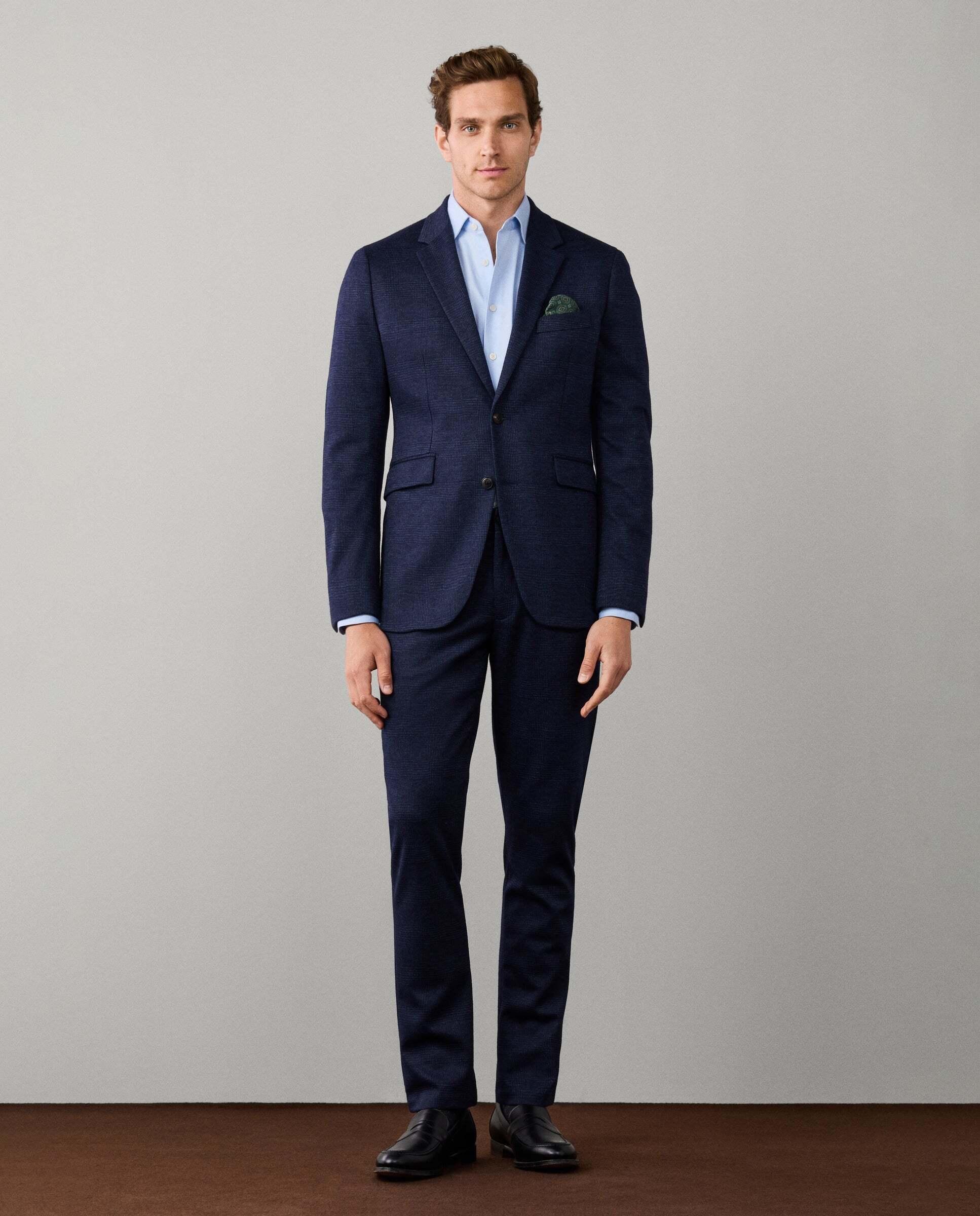 Americana de hombre de punto mezcla de lana y algodón cuadros glen - Hackett - Azul marino Azul marino-6