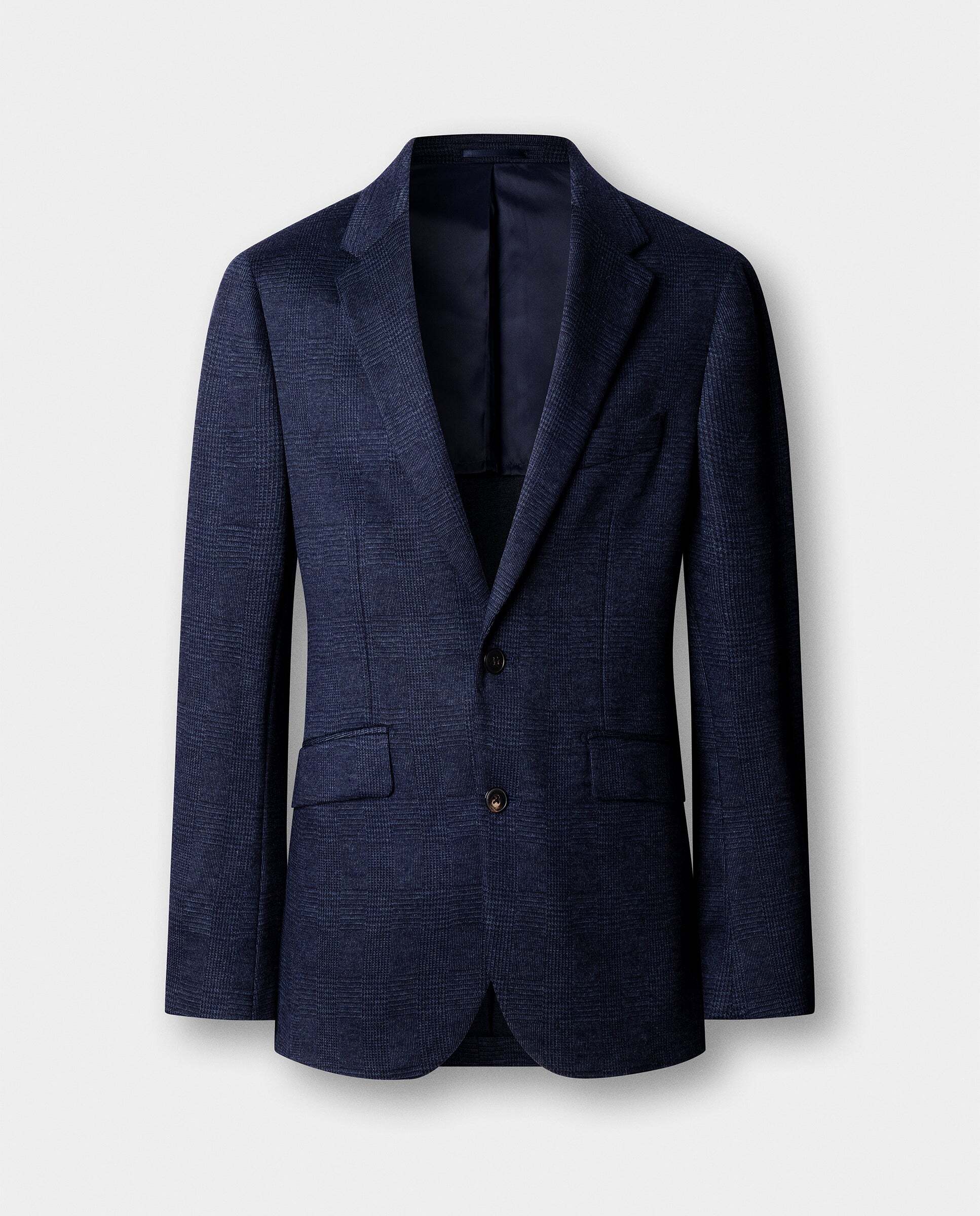 Americana de hombre de punto mezcla de lana y algodón cuadros glen - Hackett - Azul marino Azul marino-7