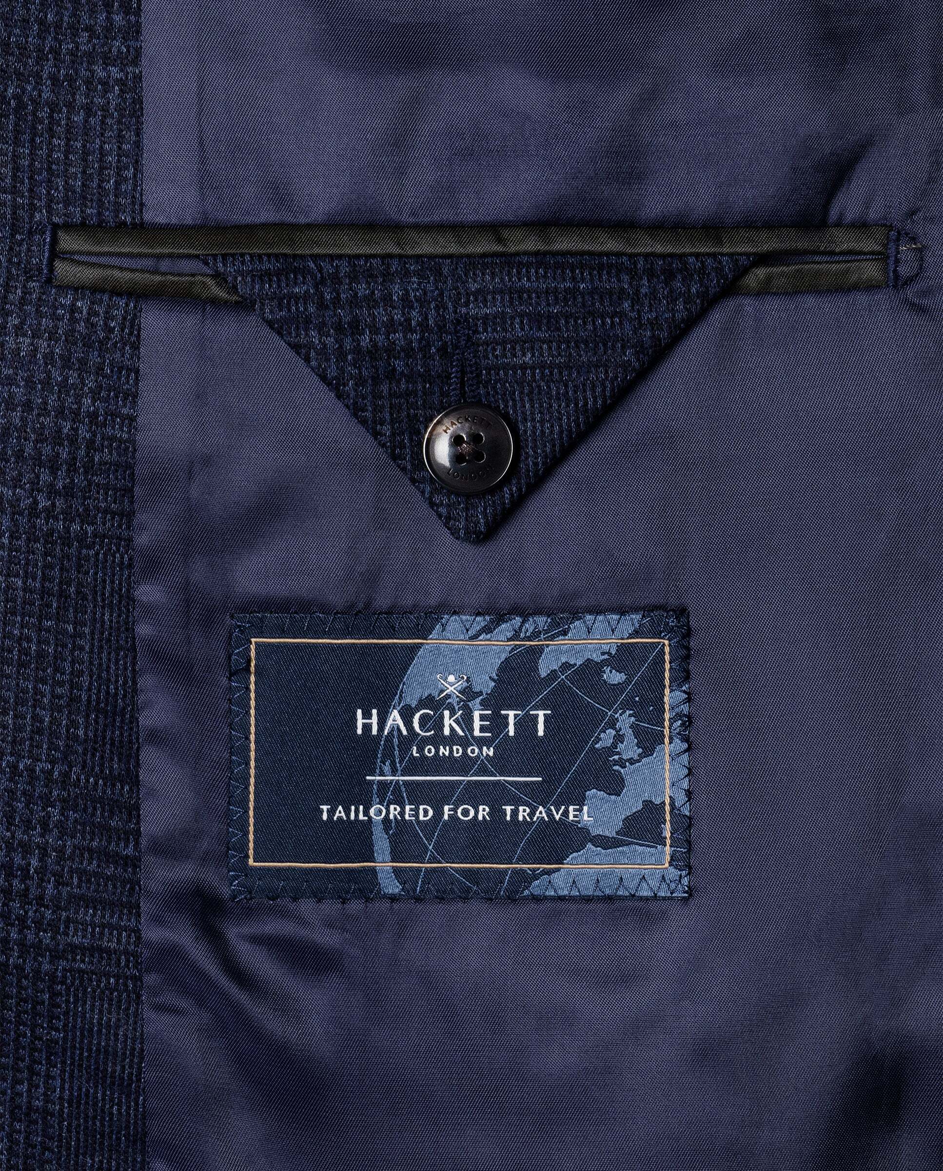 Americana de hombre de punto mezcla de lana y algodón cuadros glen - Hackett - Azul marino Azul marino-10