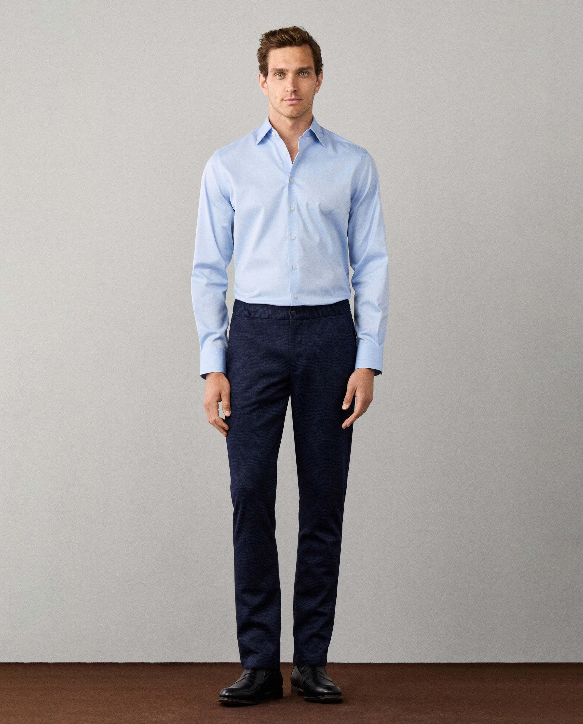 Pantalón de hombre jersey cuadros mezcla de lana fit relaxed - Hackett - Azul Azul-1