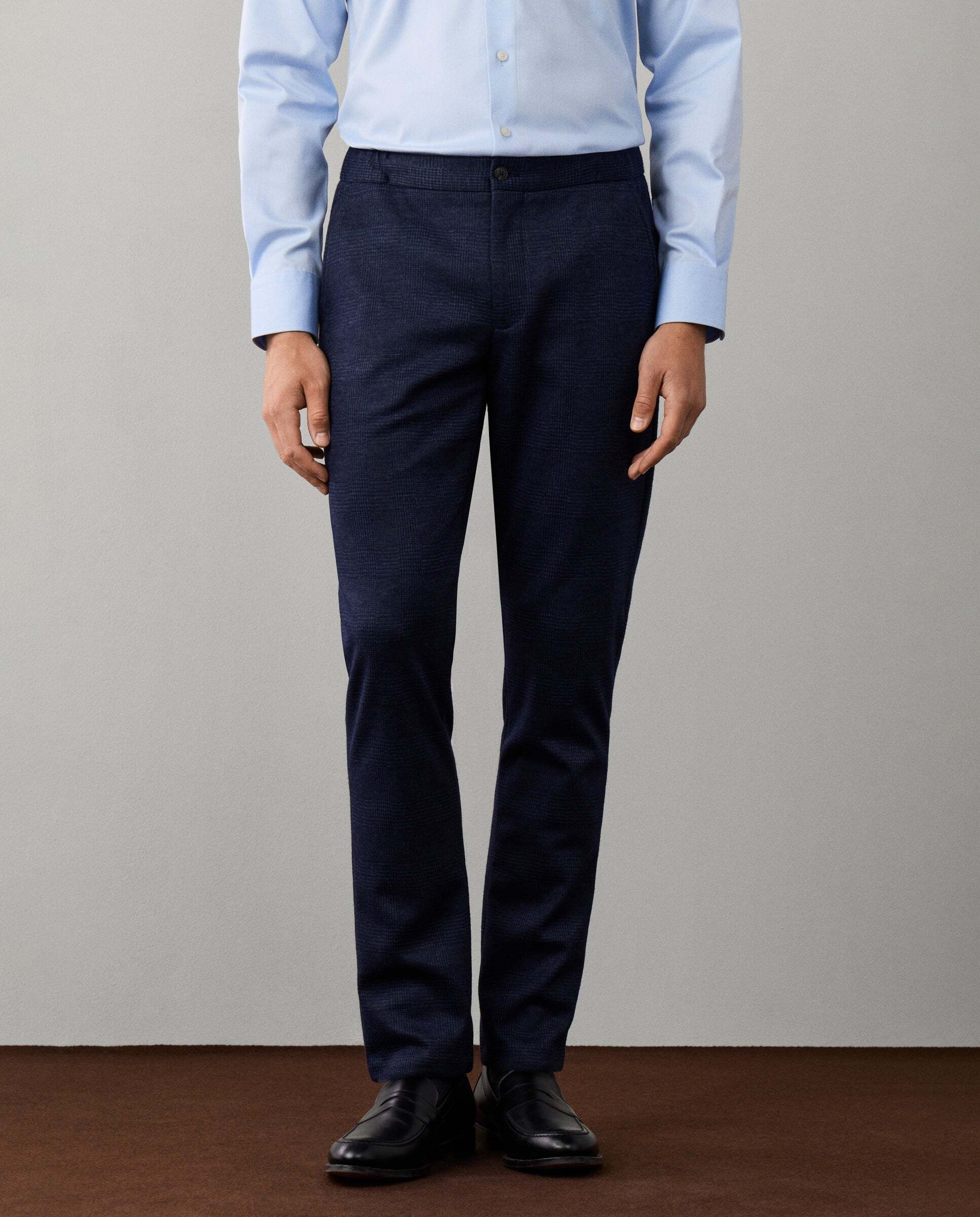 Pantalón de hombre jersey cuadros mezcla de lana fit relaxed - Hackett - Azul Azul-2