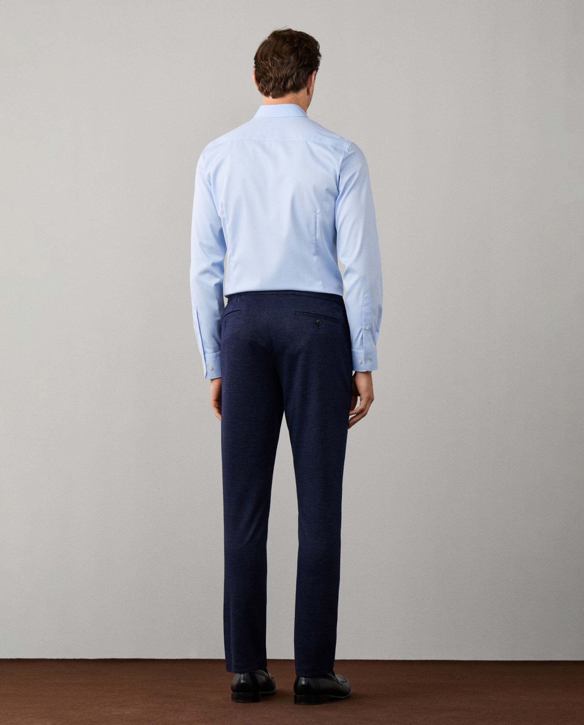 Pantalón de hombre jersey cuadros mezcla de lana fit relaxed - Hackett - Azul Azul-3