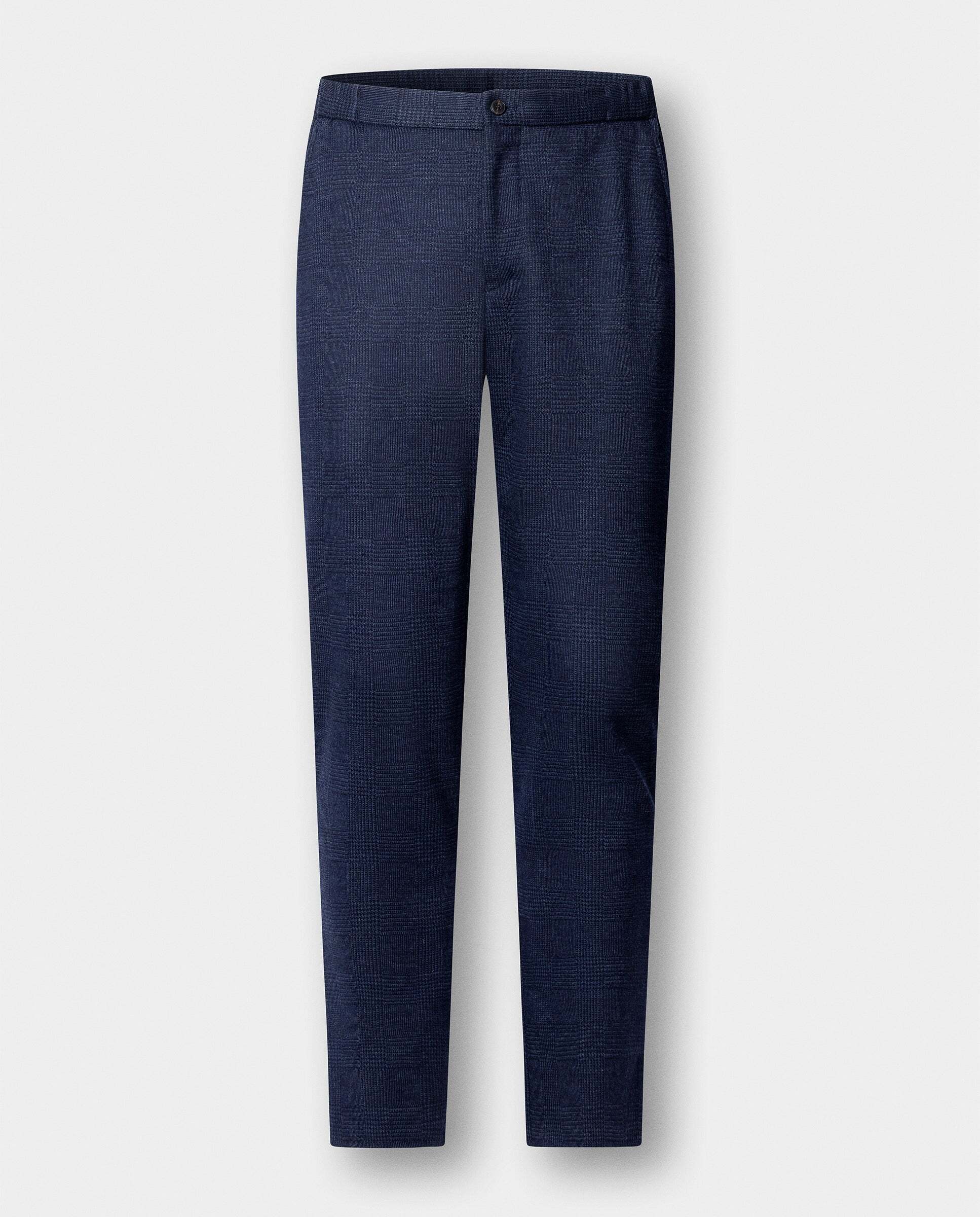 Pantalón de hombre jersey cuadros mezcla de lana fit relaxed - Hackett - Azul Azul-7