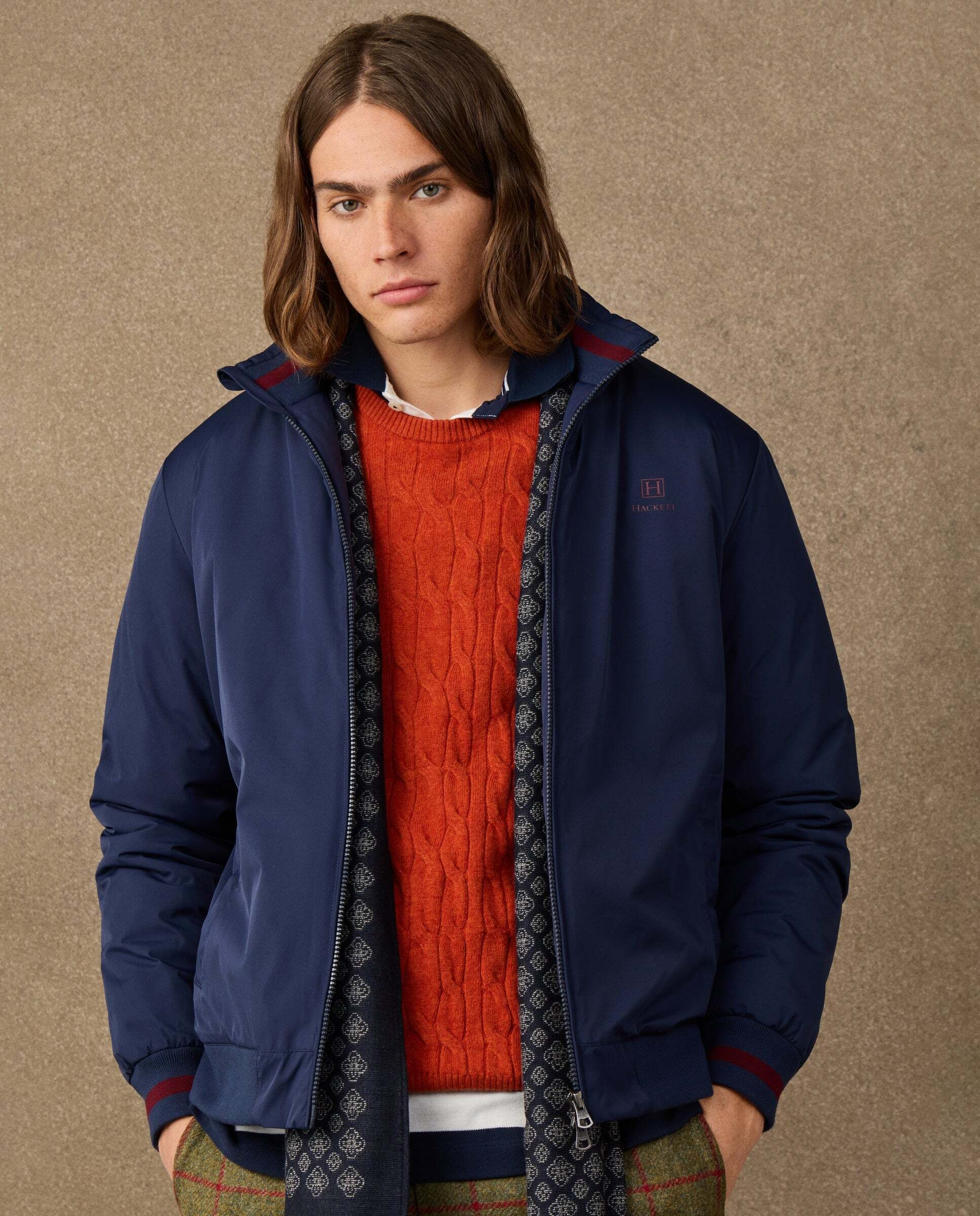 Chaqueta de hombre bomber con logo - Hackett - Azul marino Azul marino-5
