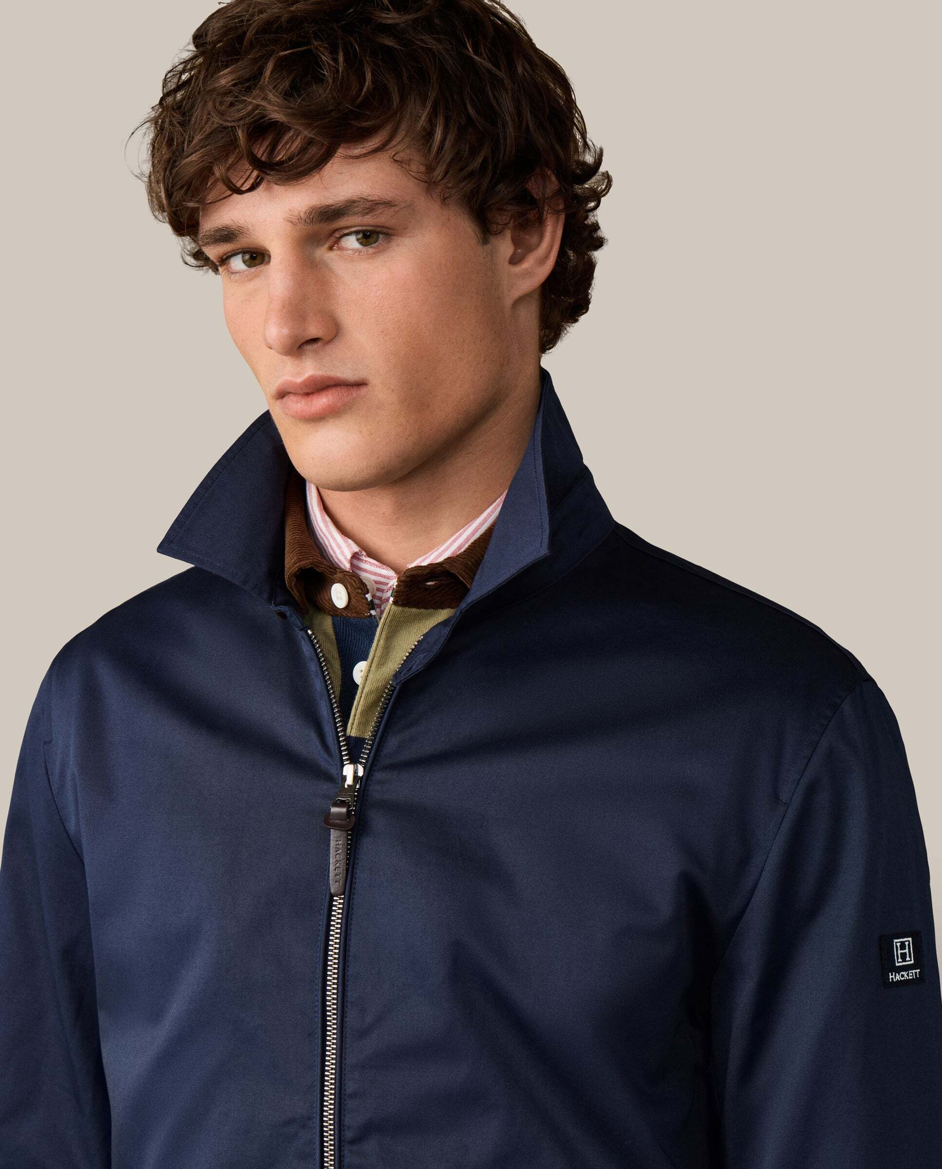 Chaqueta de hombre harrington de algodón - Hackett - Azul Azul-4