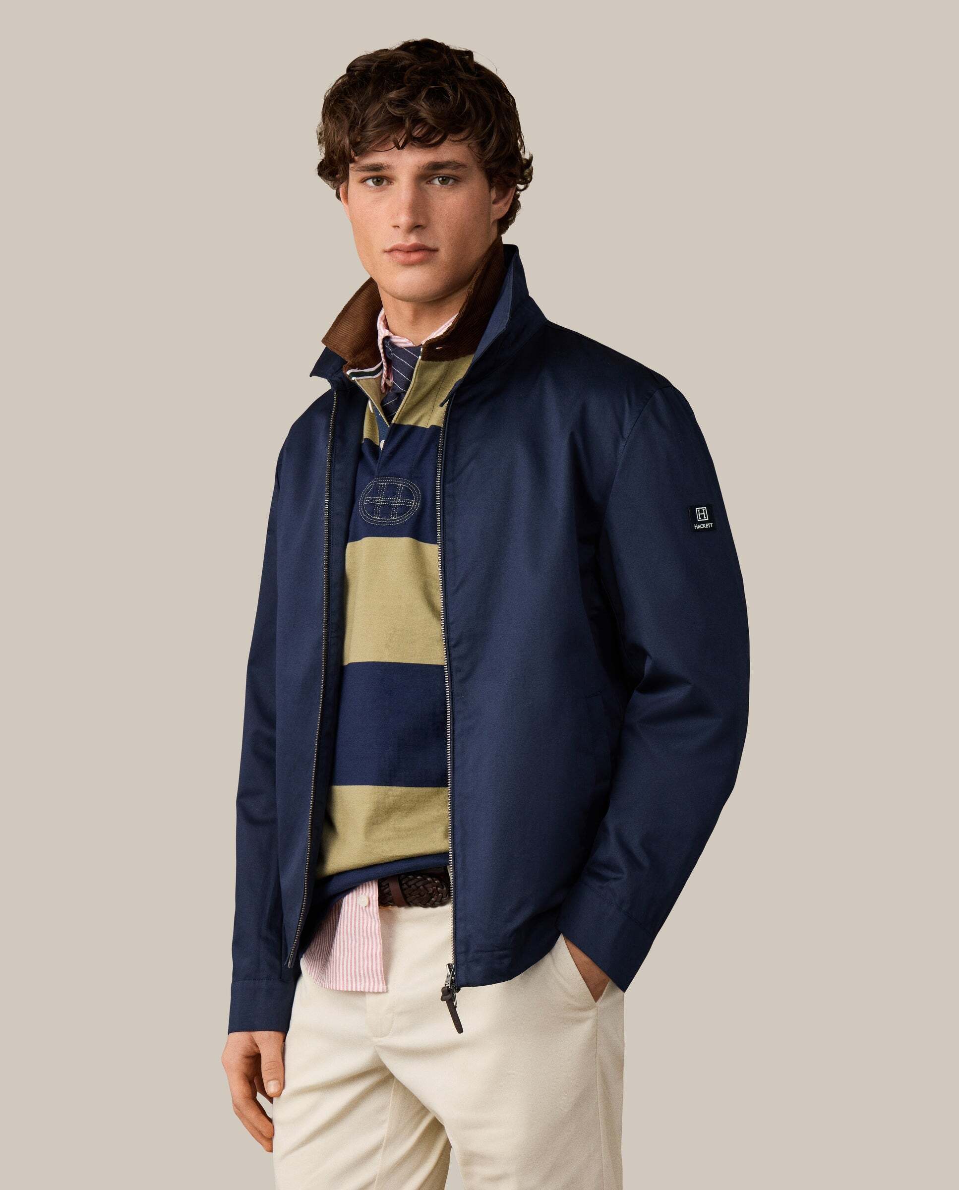 Chaqueta de hombre harrington de algodón - Hackett - Azul Azul-7