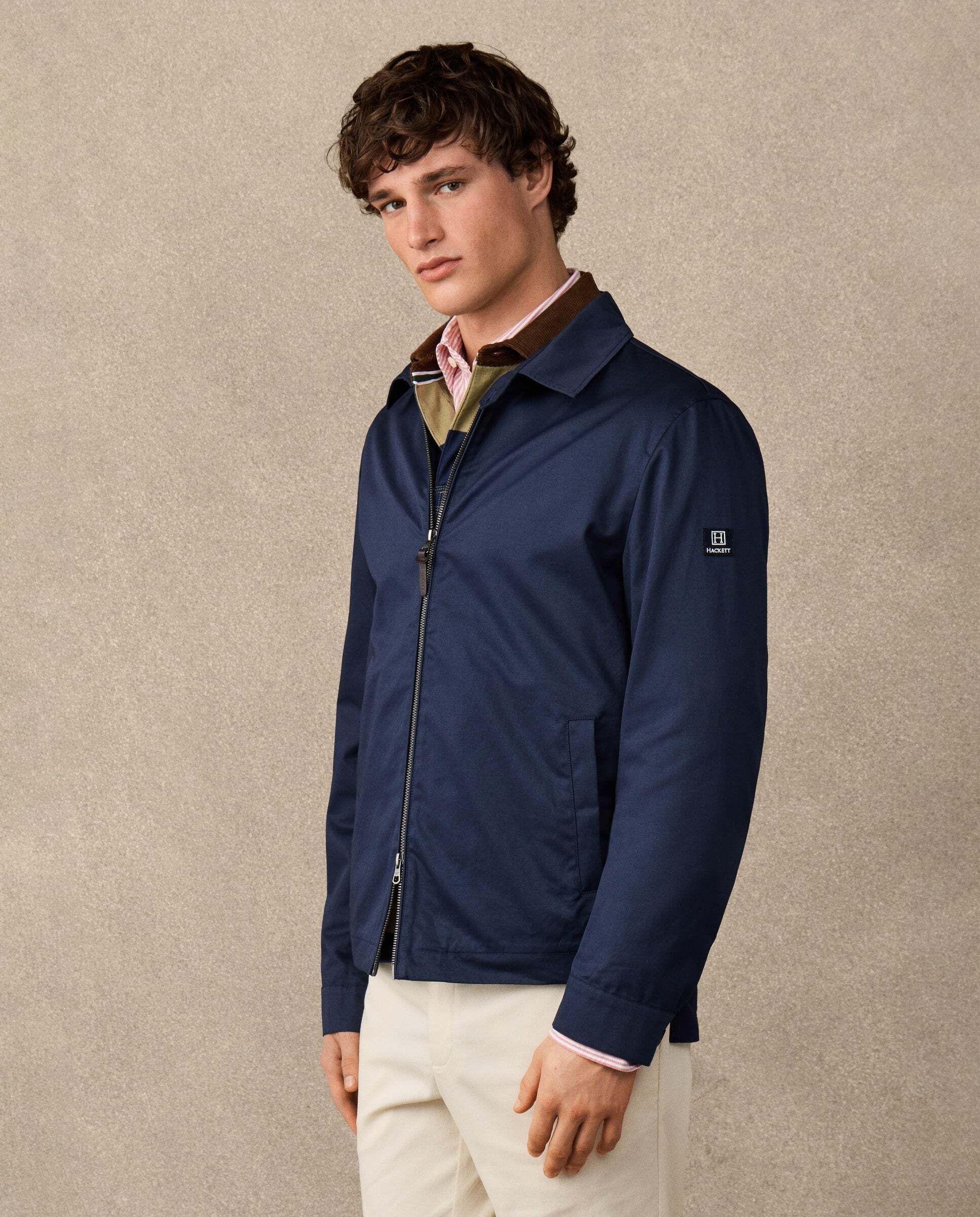 Chaqueta de hombre harrington de algodón - Hackett - Azul Azul-8