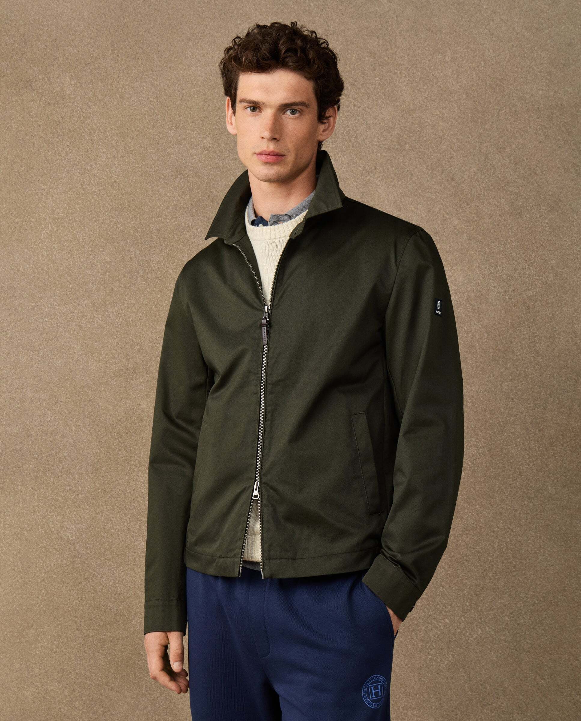 Chaqueta de hombre harrington de algodón - Hackett - Verde Verde-1
