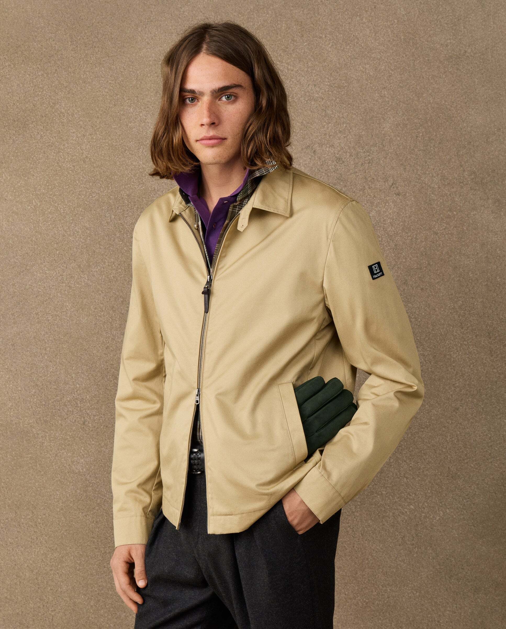 Chaqueta de hombre harrington de algodón - Hackett - Natural Natural-5