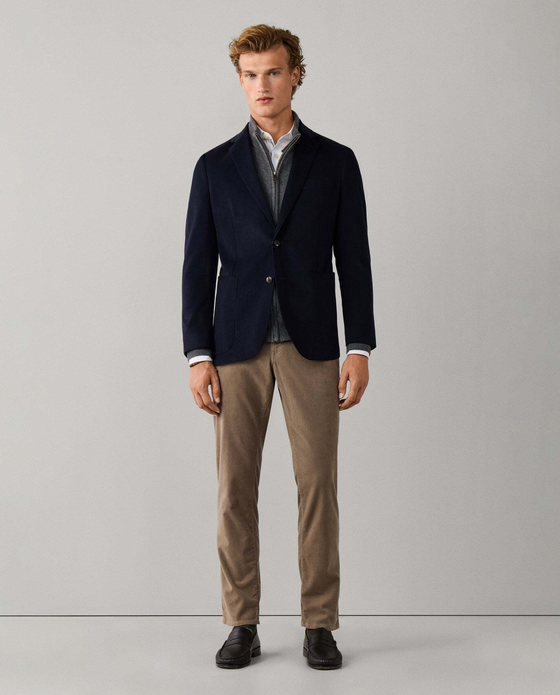 Americana de hombre de sarga de algodón cepillado - Hackett - tejida en italia - Azul Azul-2