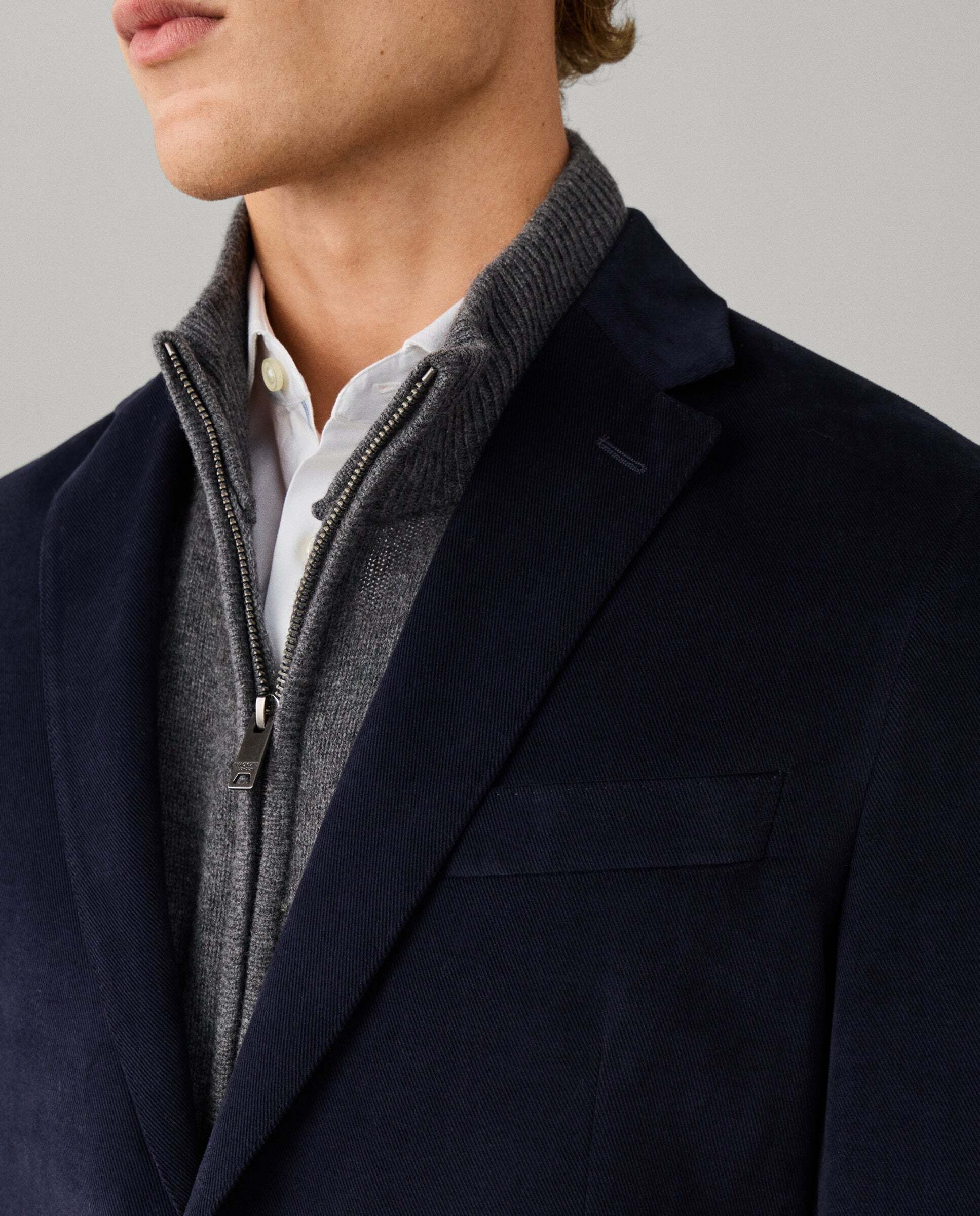 Americana de hombre de sarga de algodón cepillado - Hackett - tejida en italia - Azul Azul-4