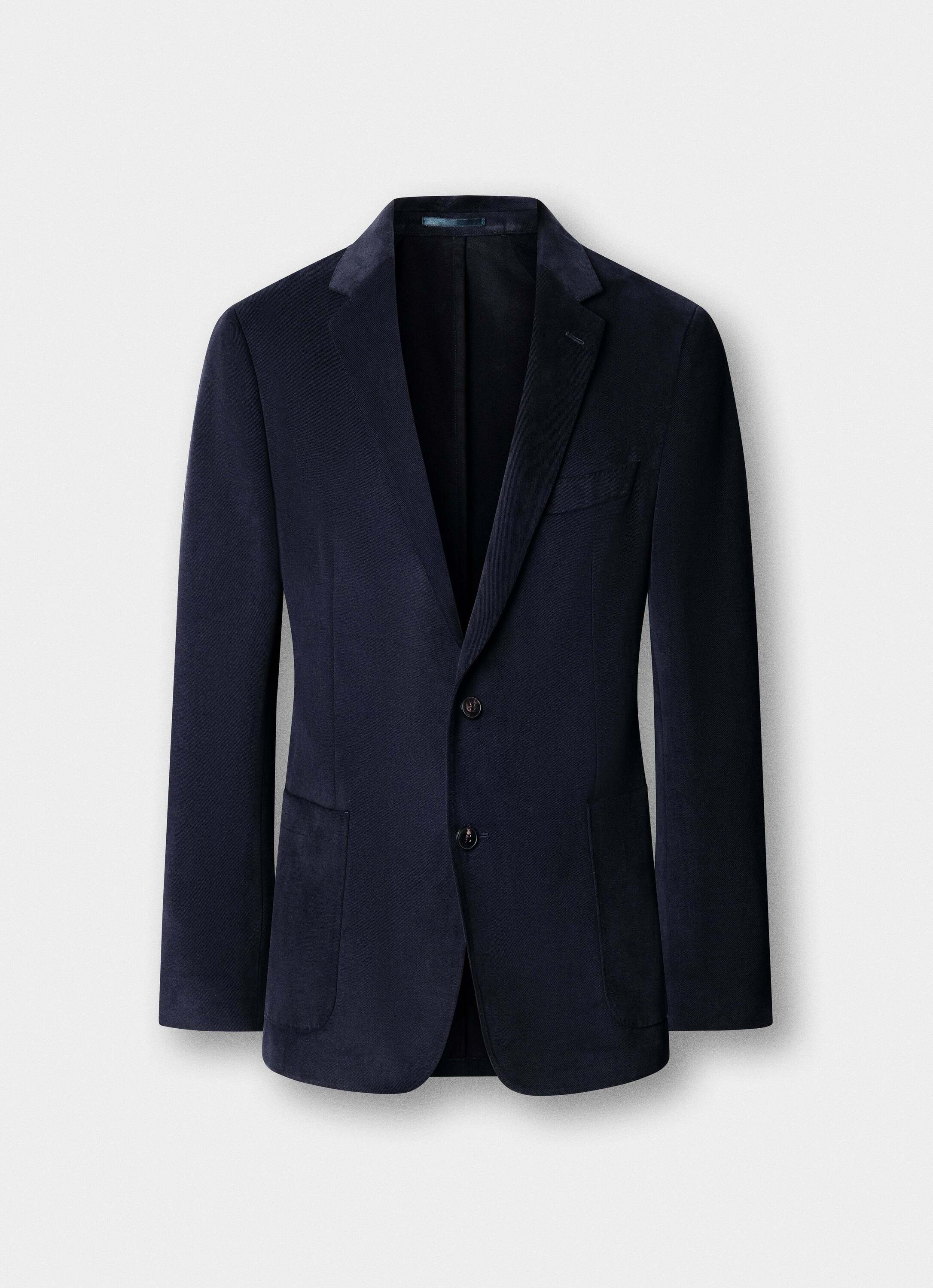 Americana de hombre de sarga de algodón cepillado - Hackett - tejida en italia - Azul Azul-6