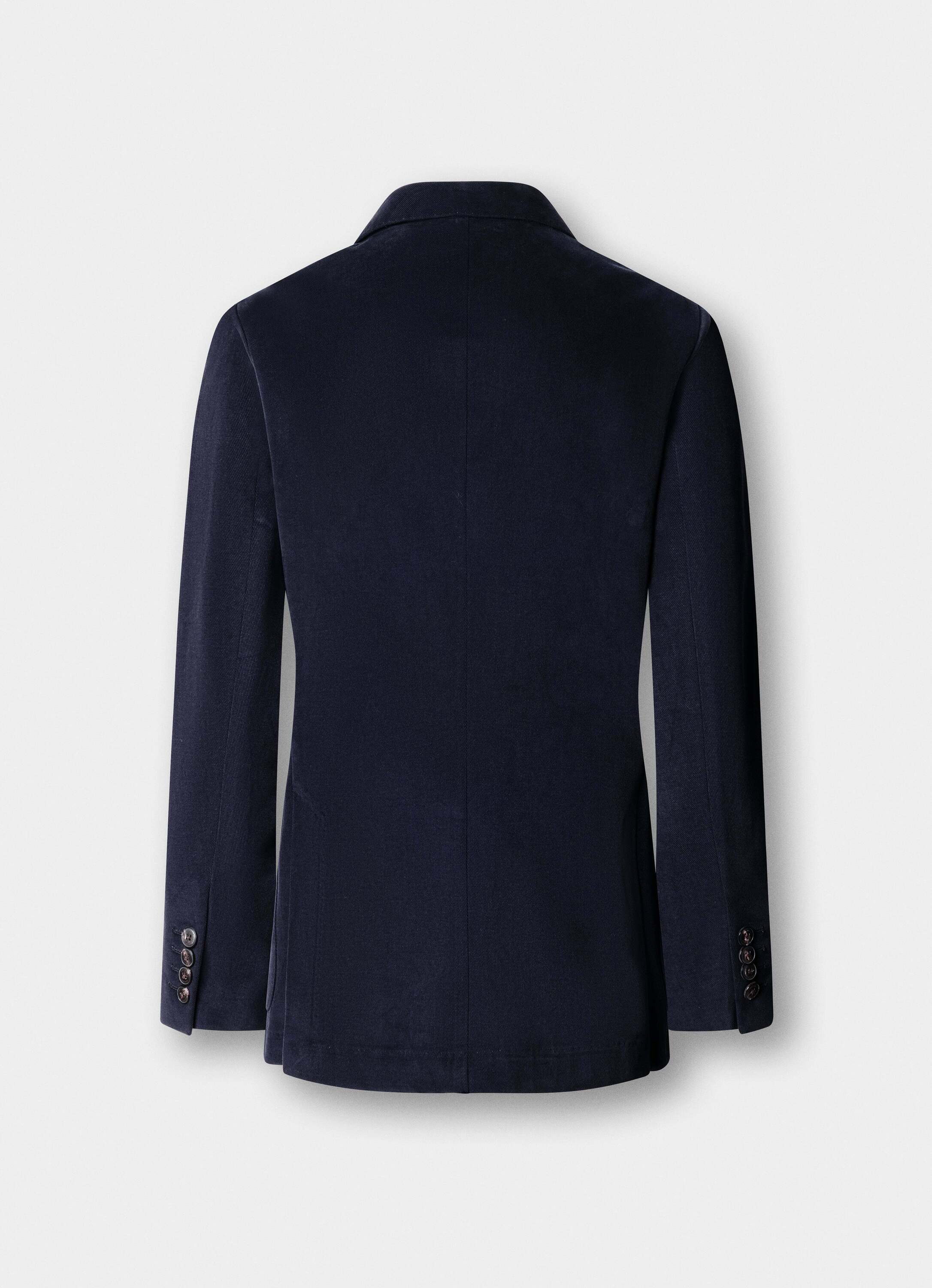 Americana de hombre de sarga de algodón cepillado - Hackett - tejida en italia - Azul Azul-7
