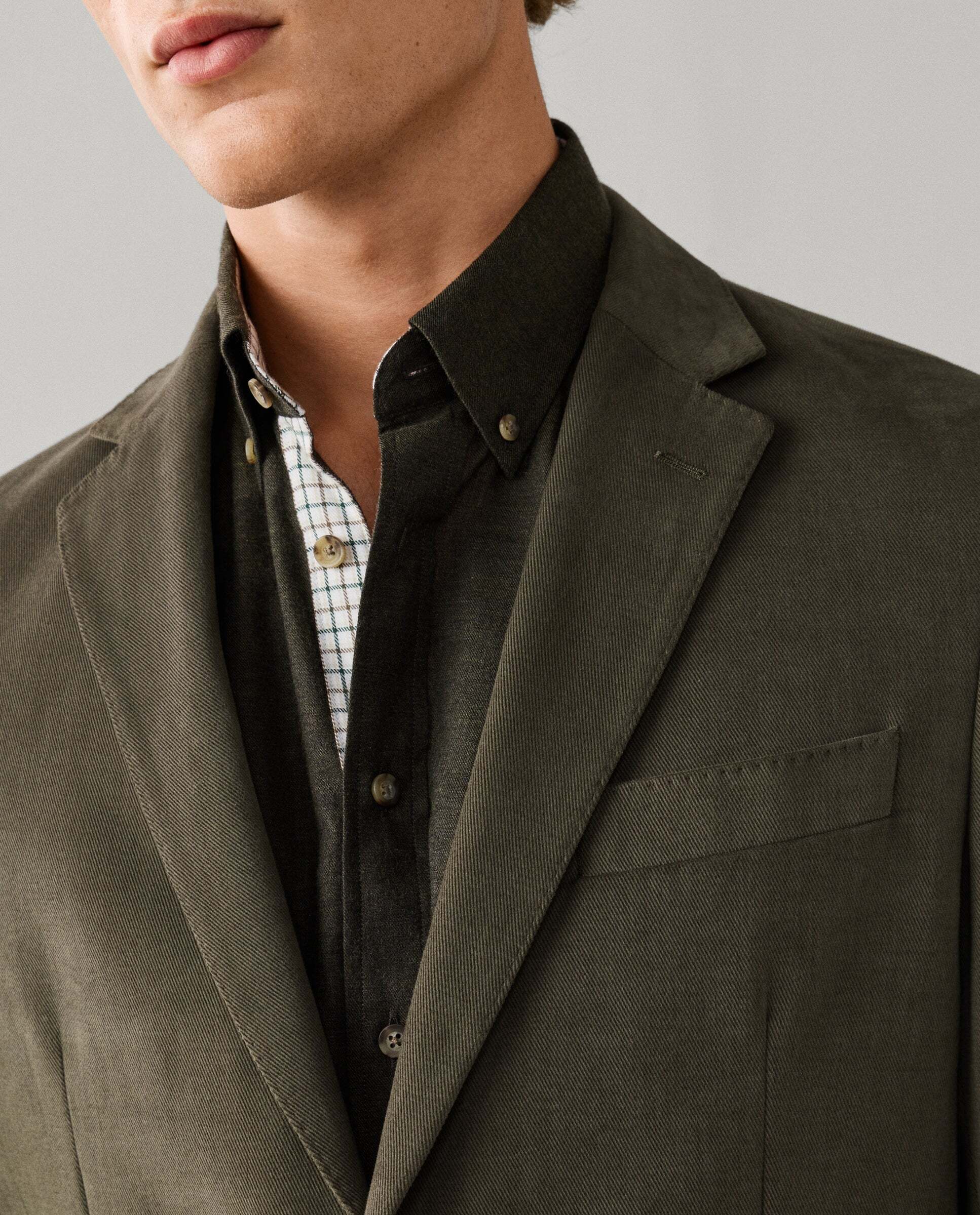 Americana de hombre de sarga de algodón cepillado - Hackett - tejida en italia - Verde Verde-4