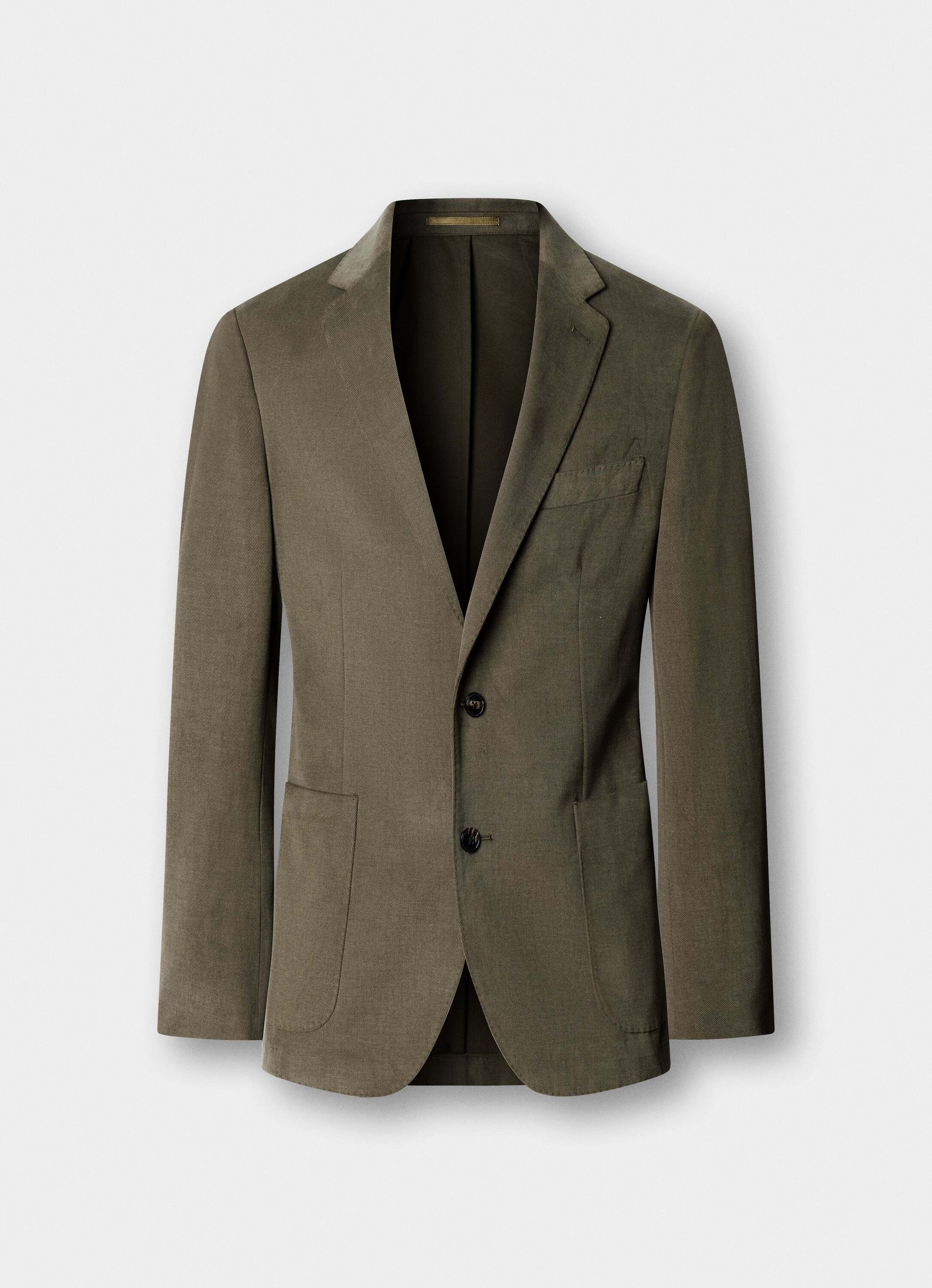 Americana de hombre de sarga de algodón cepillado - Hackett - tejida en italia - Verde Verde-6