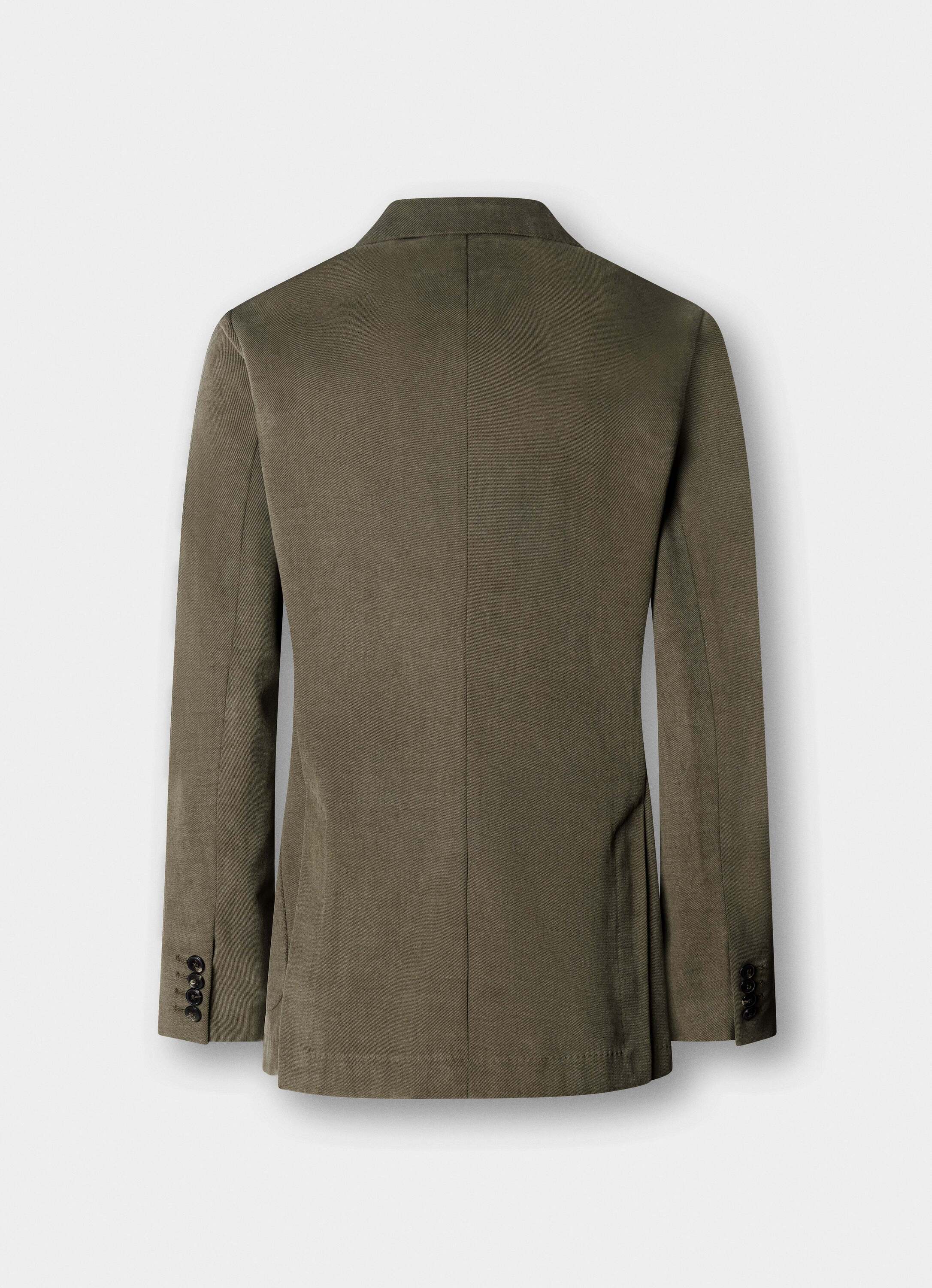 Americana de hombre de sarga de algodón cepillado - Hackett - tejida en italia - Verde Verde-7