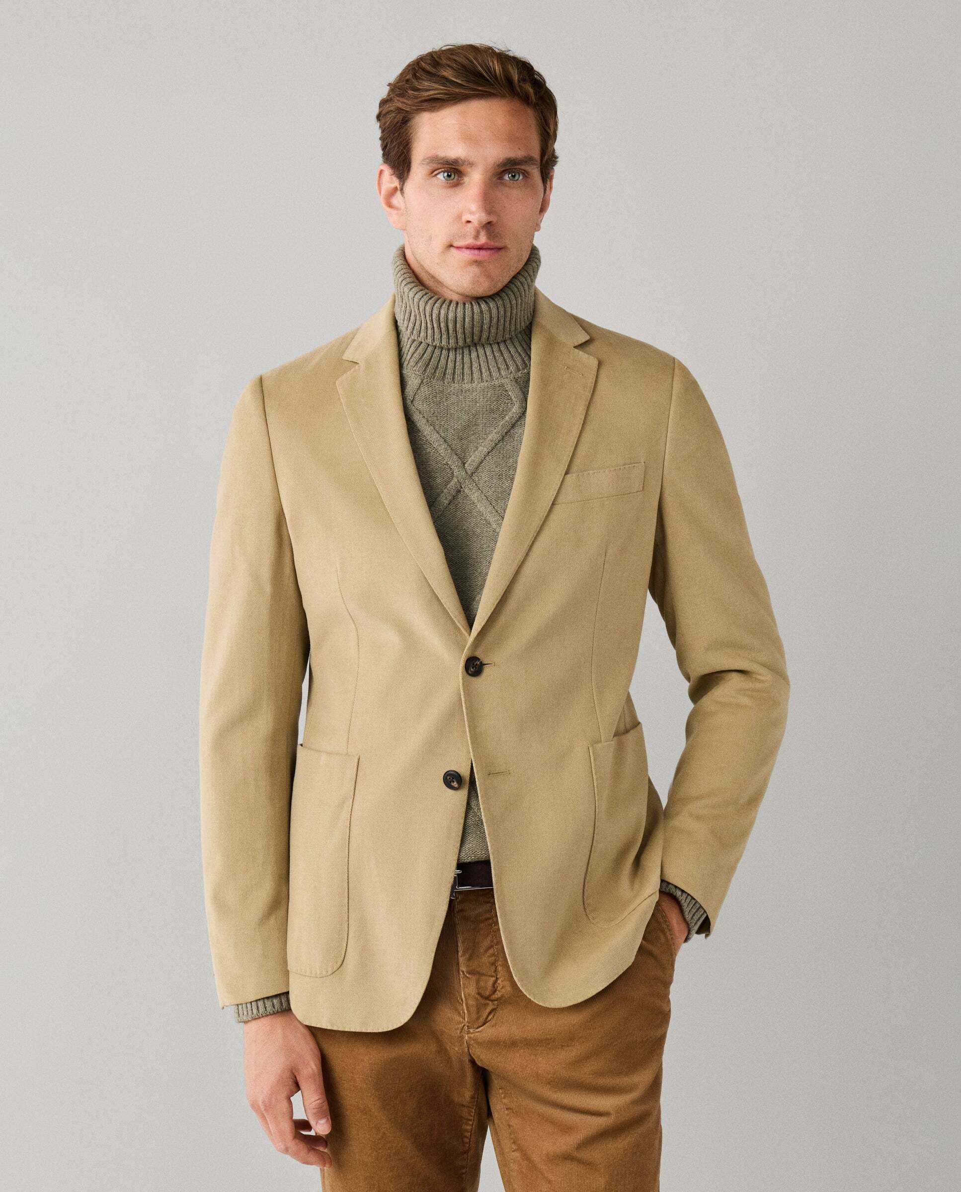 Americana de hombre de sarga de algodón cepillado - Hackett - tejida en italia - Natural Natural-1