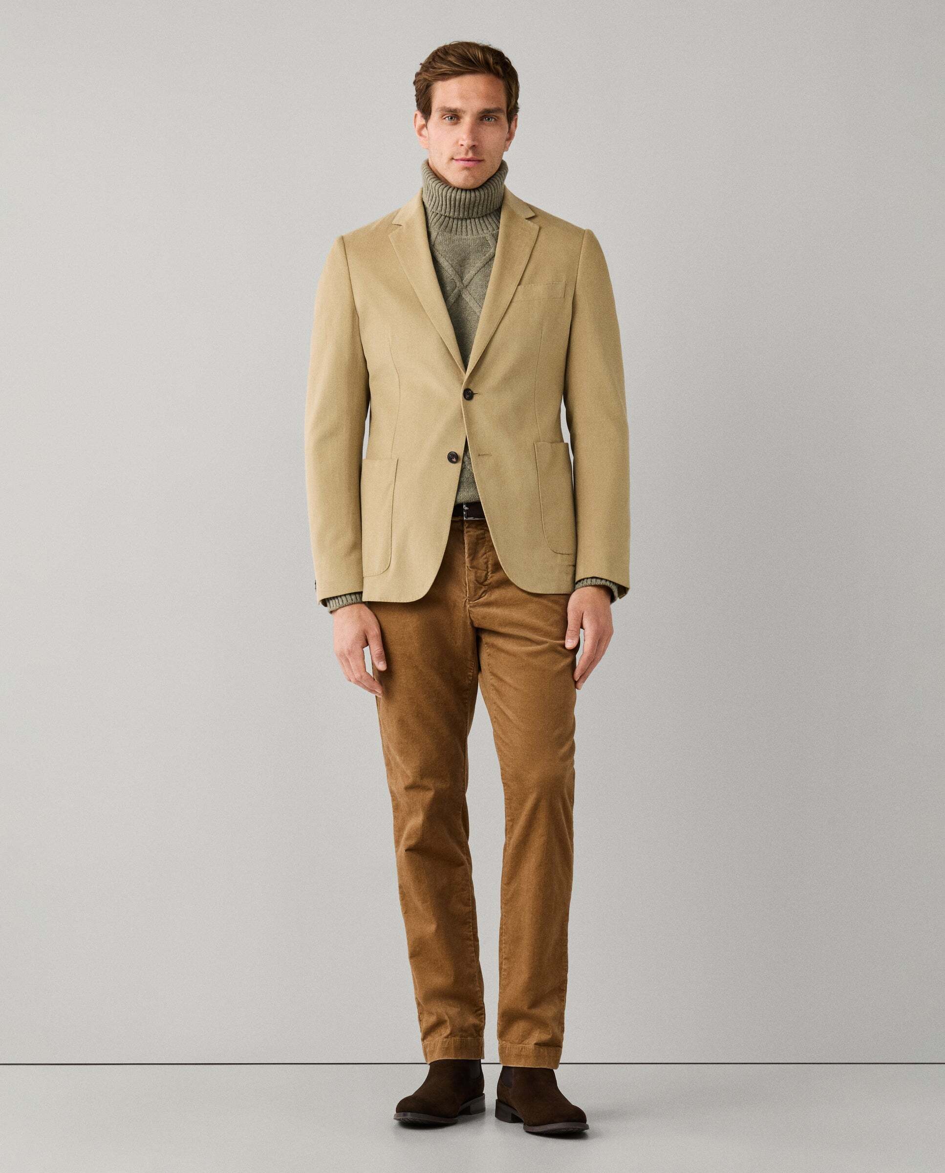 Americana de hombre de sarga de algodón cepillado - Hackett - tejida en italia - Natural Natural-2