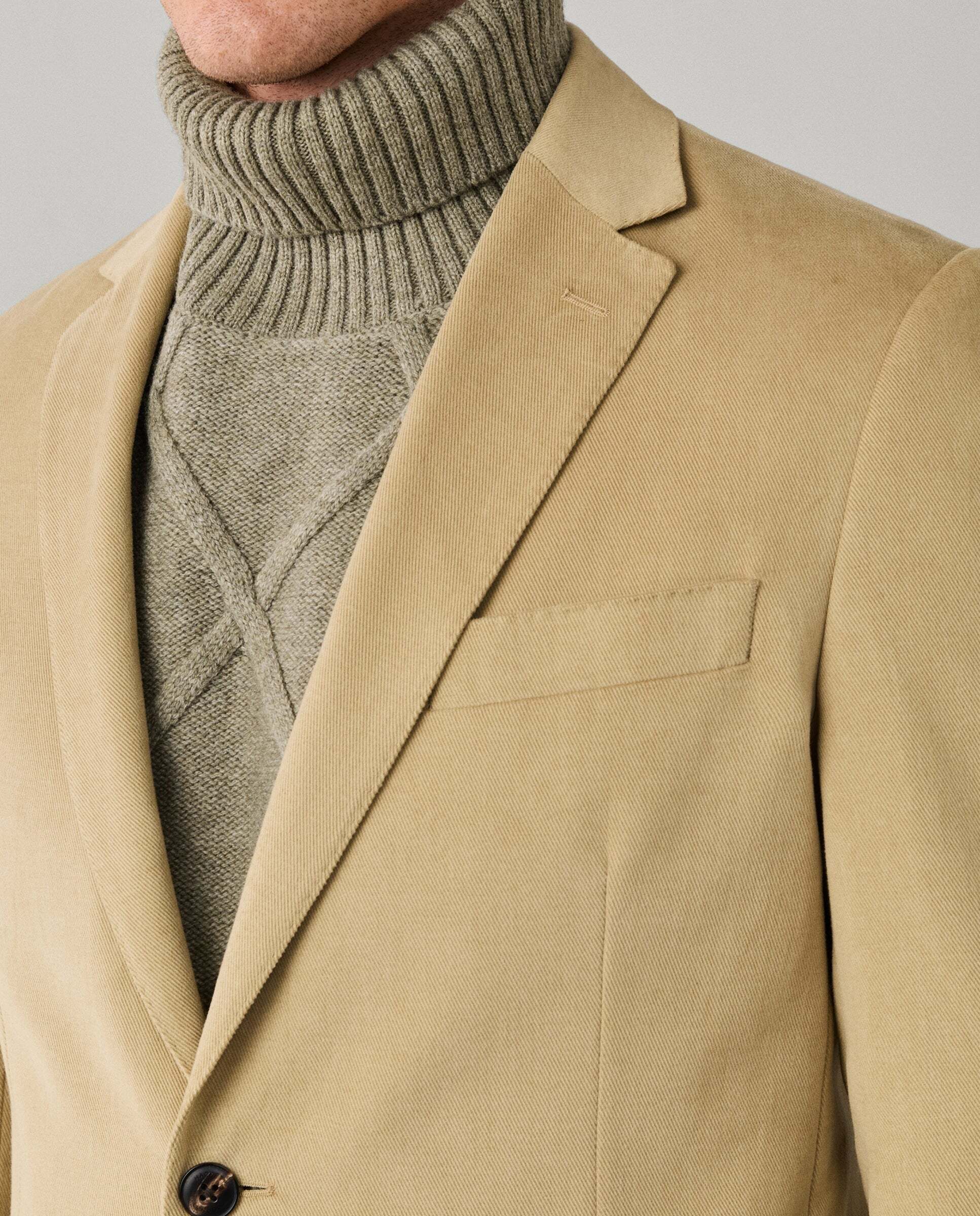 Americana de hombre de sarga de algodón cepillado - Hackett - tejida en italia - Natural Natural-6