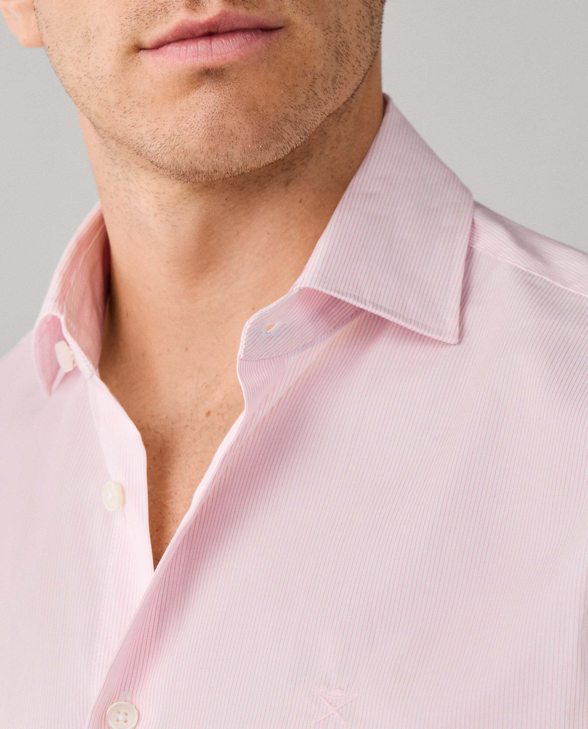 Camisa de hombre rayas finas city fit clásico - Hackett - Rosa Rosa-4