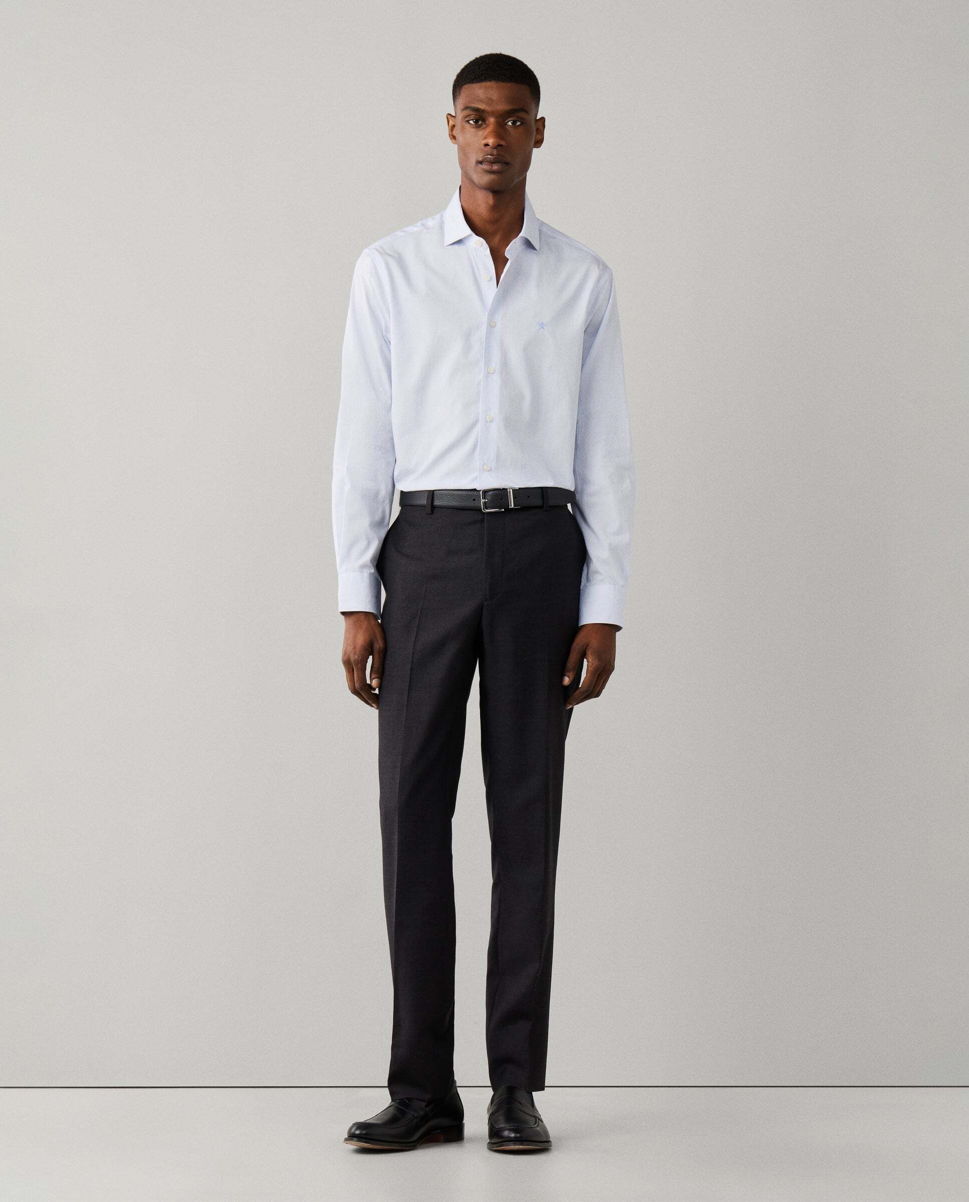 Camisa de hombre rayas finas city fit clásico - Hackett - Azul claro Azul claro-2