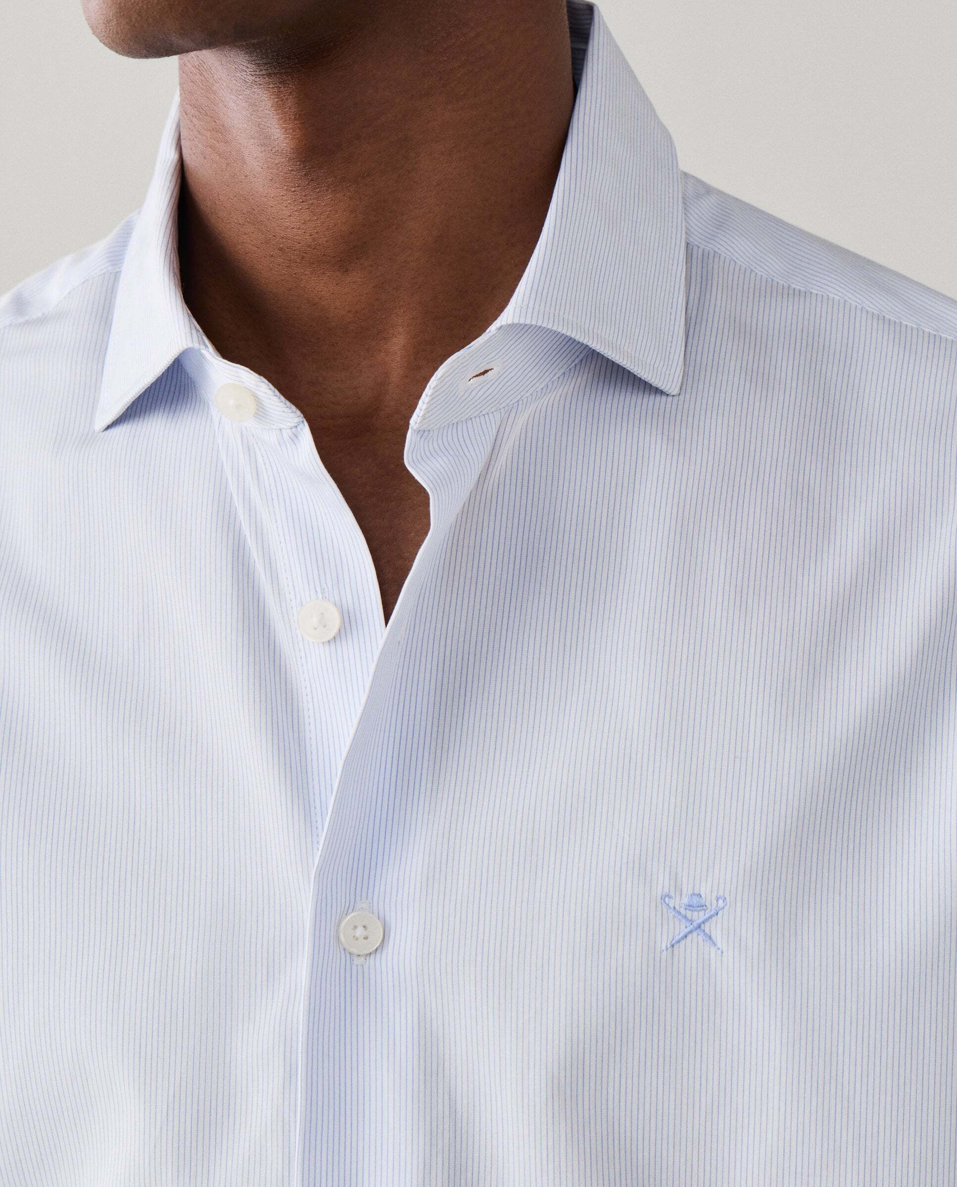Camisa de hombre rayas finas city fit clásico - Hackett - Azul claro Azul claro-4