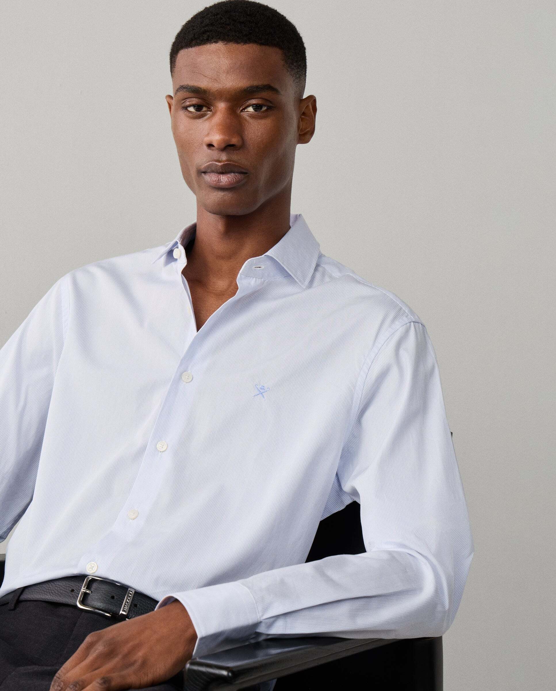 Camisa de hombre rayas finas city fit clásico - Hackett - Azul claro Azul claro-6
