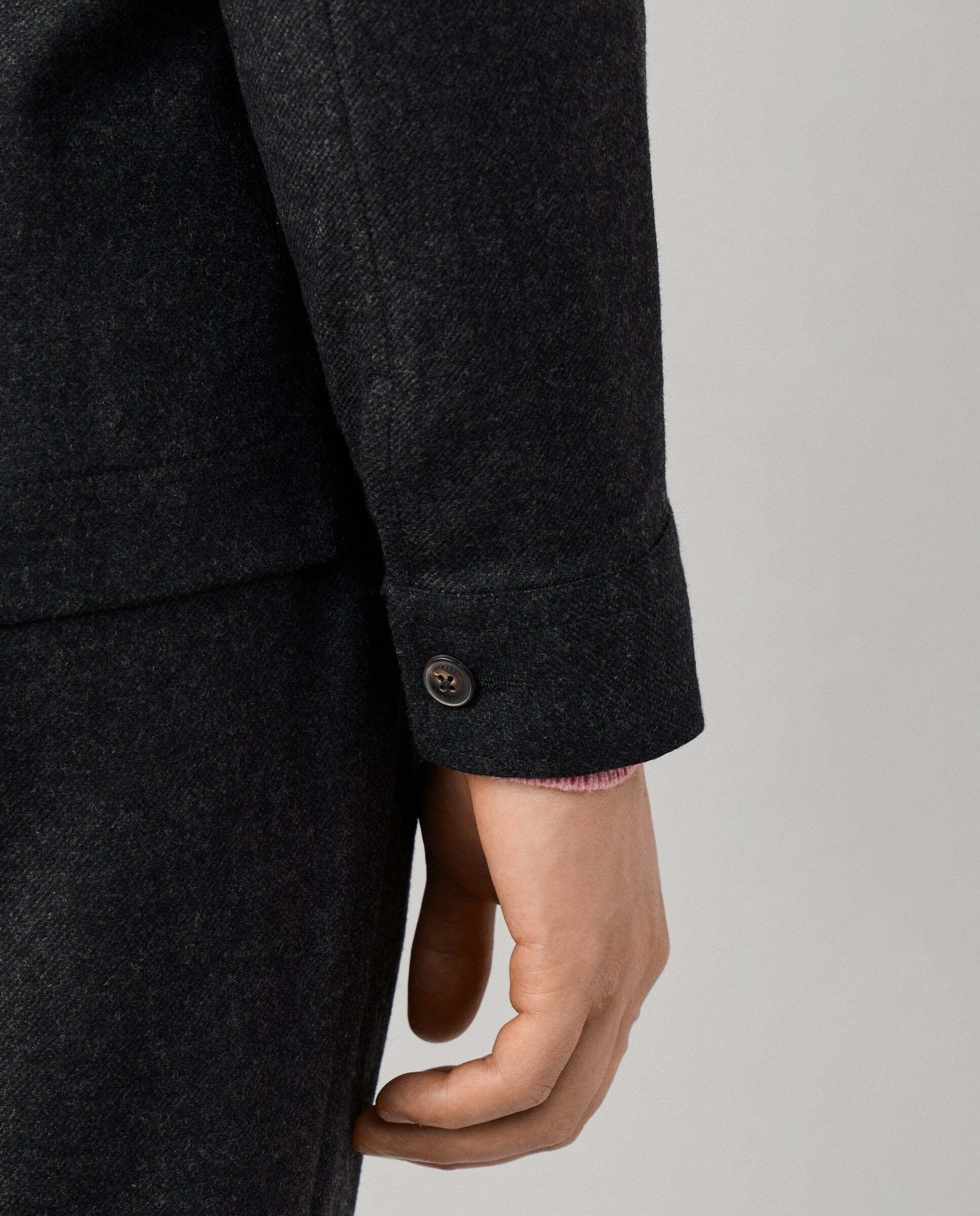 Sobrecamisa de hombre 4 bolsillos mezcla de lana-cashmere elástica - Hackett - Gris Gris-5