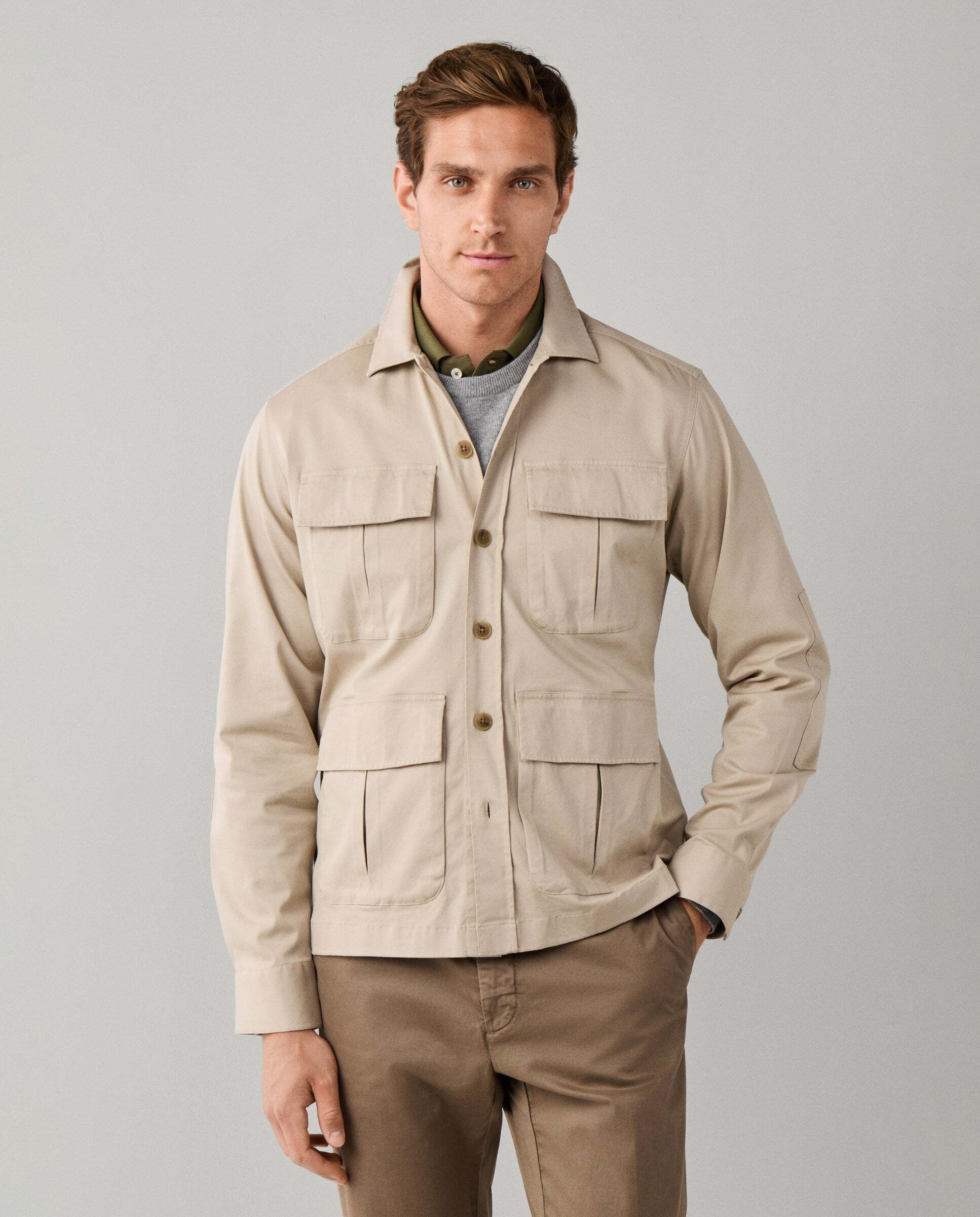 Imagen 0 de Sobrecamisa de hombre velo de algodón elástico Natural