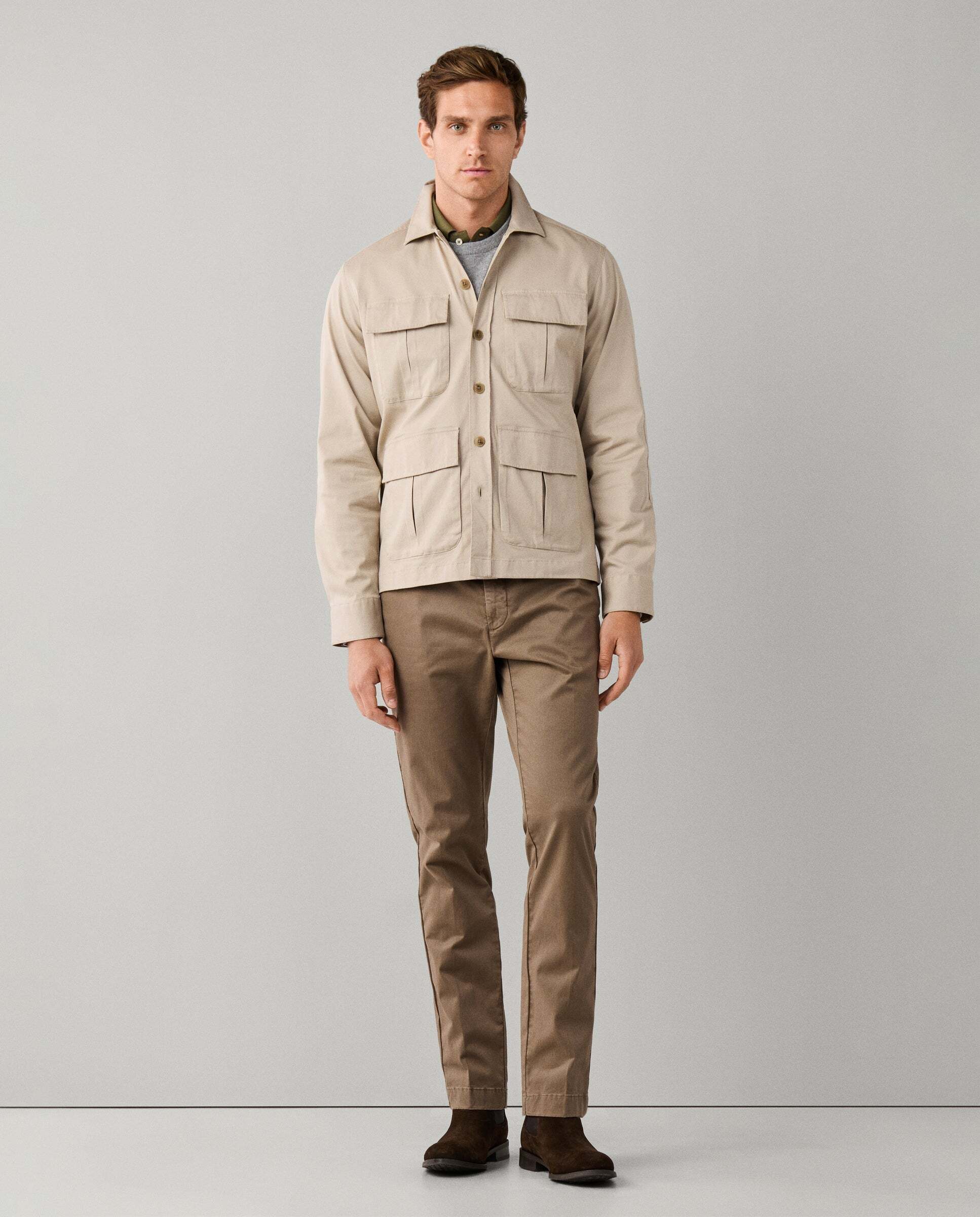 Sobrecamisa de hombre velo de algodón elástico - Hackett - Natural Natural-2