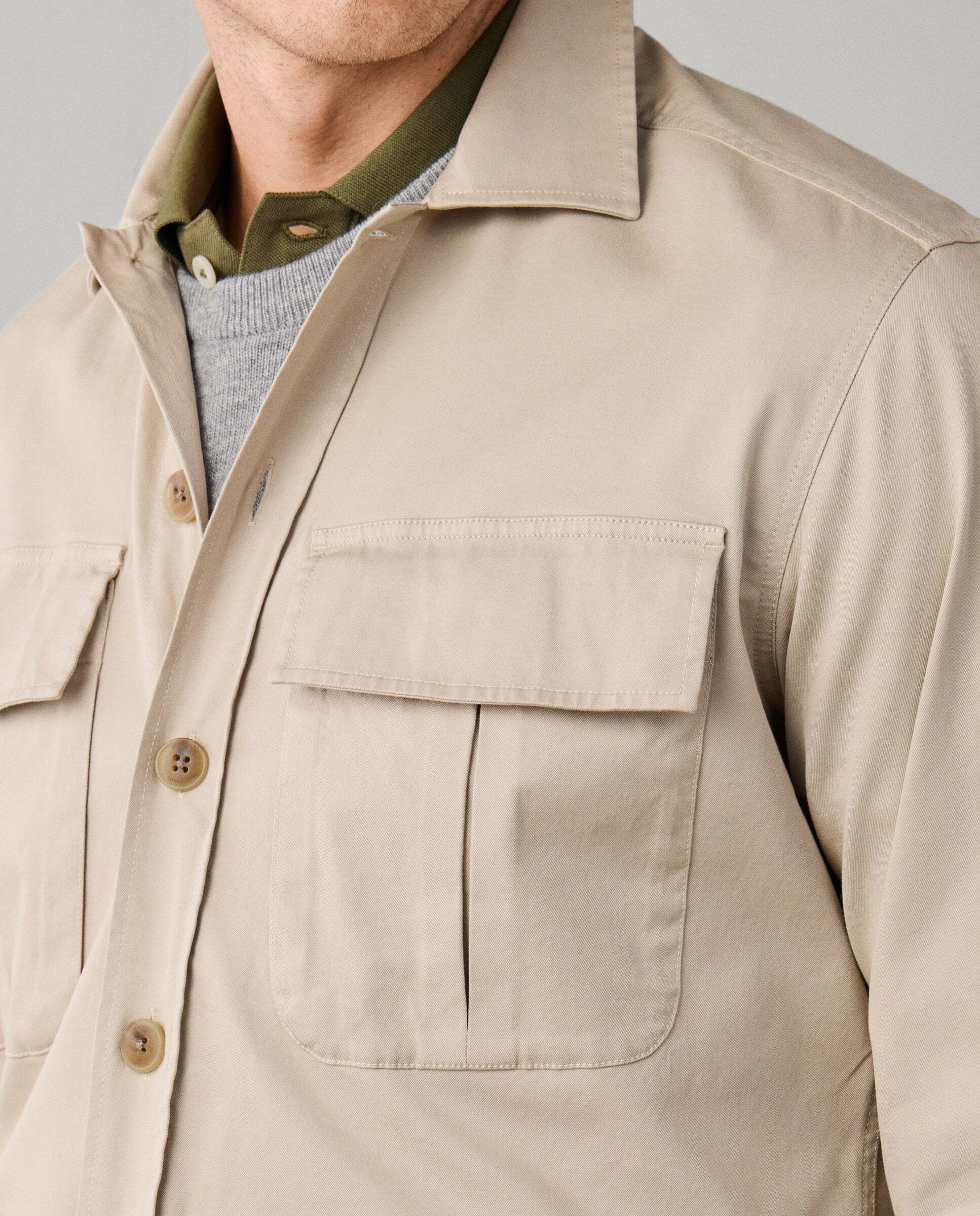 Sobrecamisa de hombre velo de algodón elástico - Hackett - Natural Natural-4
