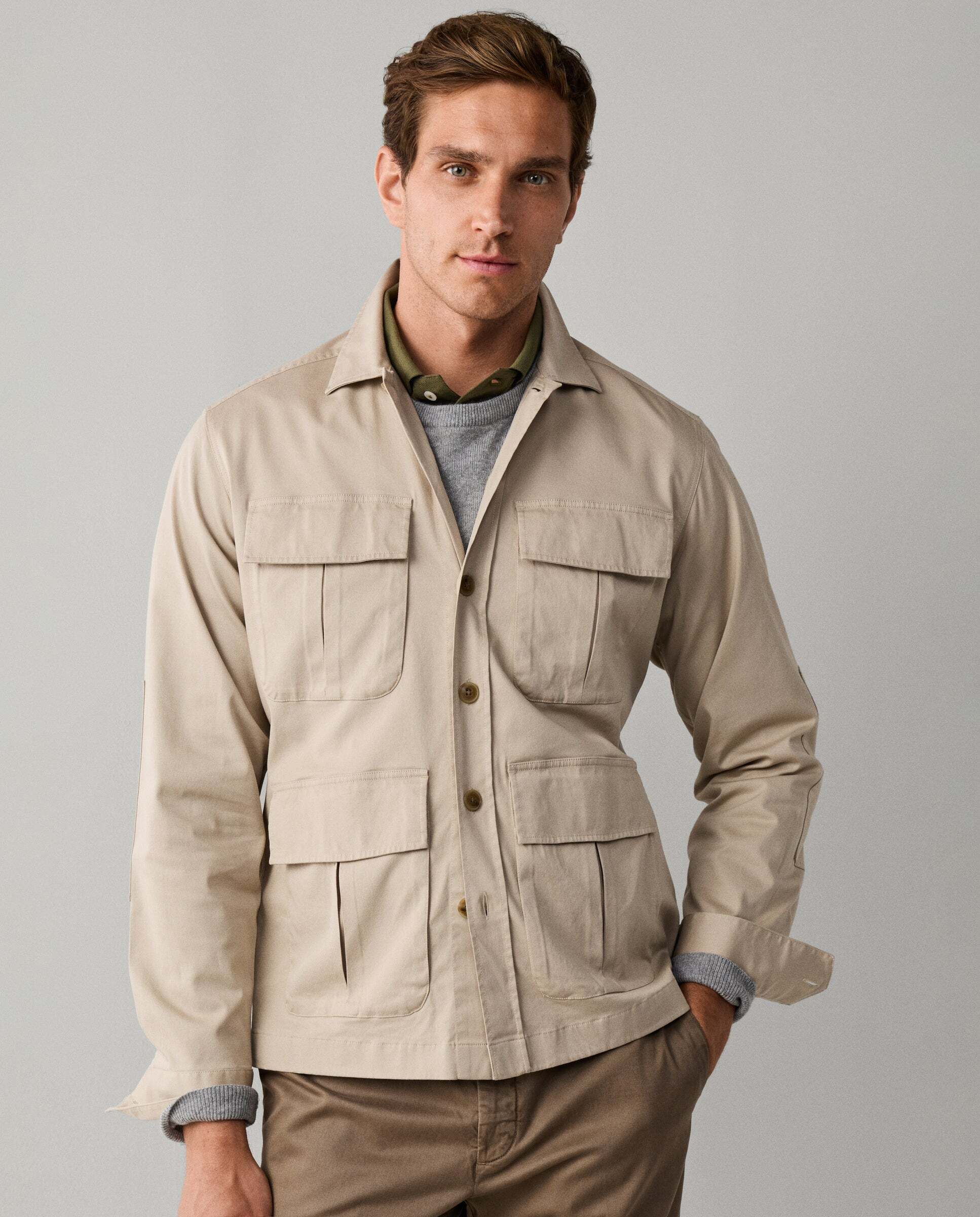Sobrecamisa de hombre velo de algodón elástico - Hackett - Natural Natural-6