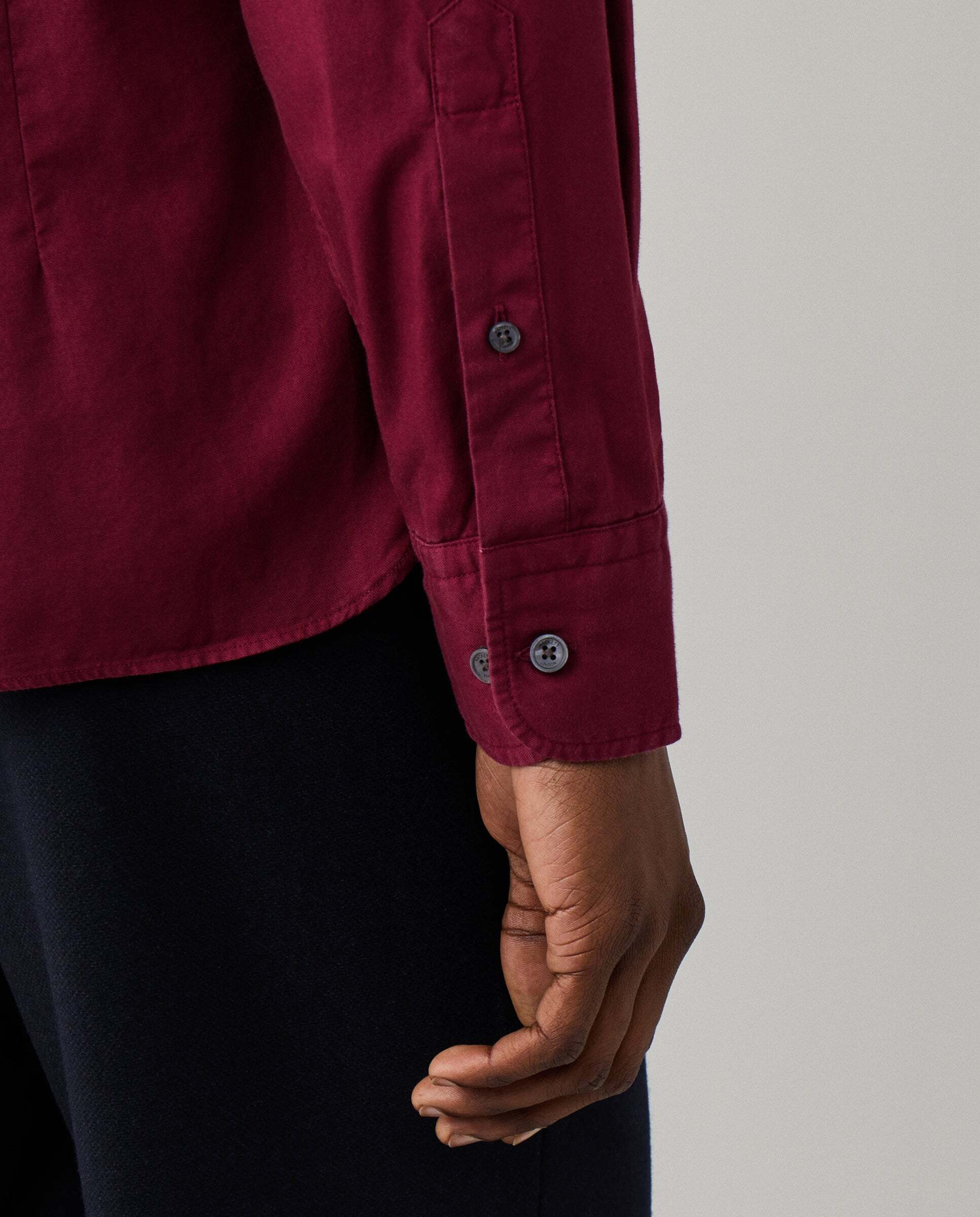Camisa de hombre oxford teñida en prenda fit tailored - Hackett - Rojo Rojo-5