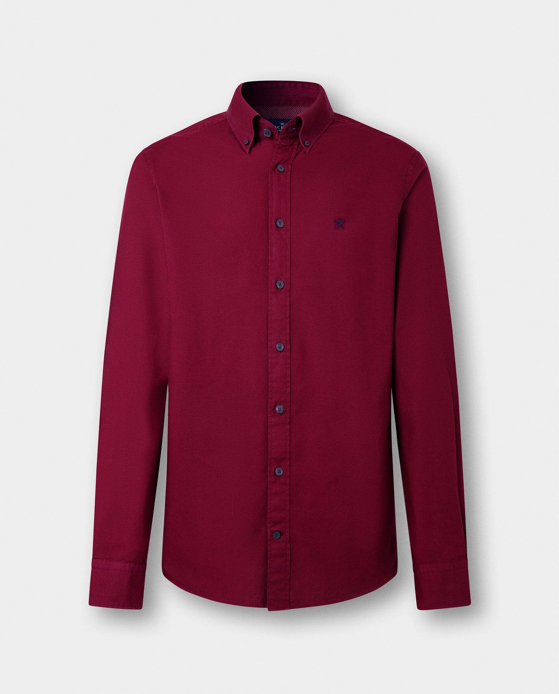 Camisa de hombre oxford teñida en prenda fit tailored - Hackett - Rojo Rojo-7