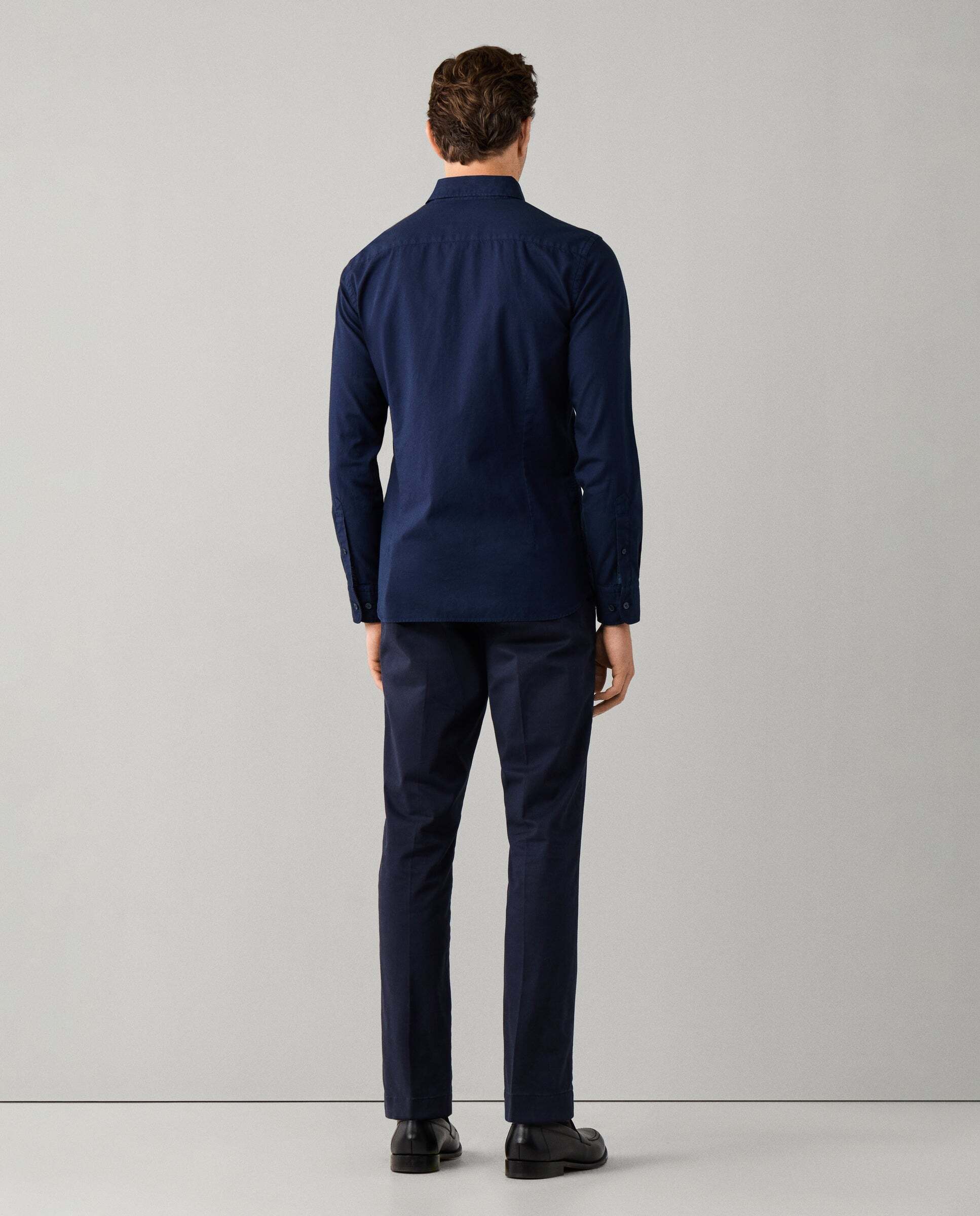 Camisa de hombre oxford teñida en prenda fit tailored - Hackett - Azul marino Azul marino-3